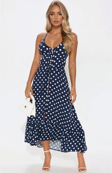 FashionNova Daphne Polka Dot Midi Dress