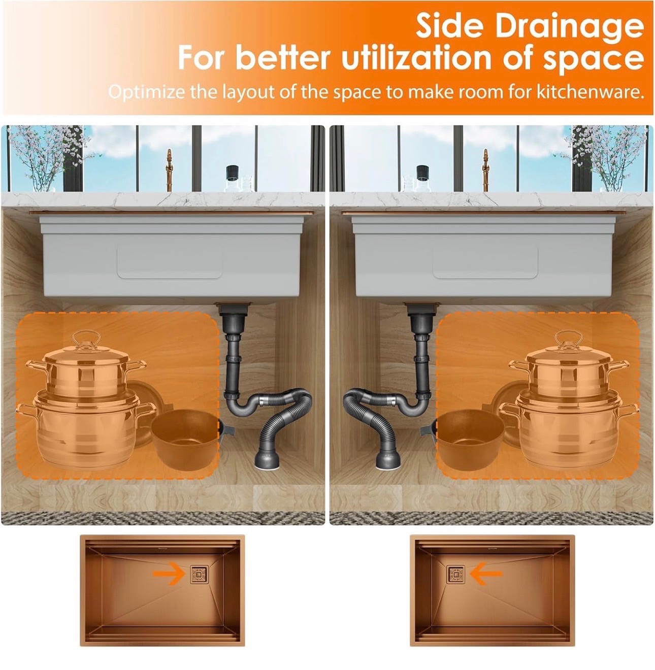 Rose Gold Stainless Steel Kitchen Sink 31x21" Double Track 16 Ga - photo 4