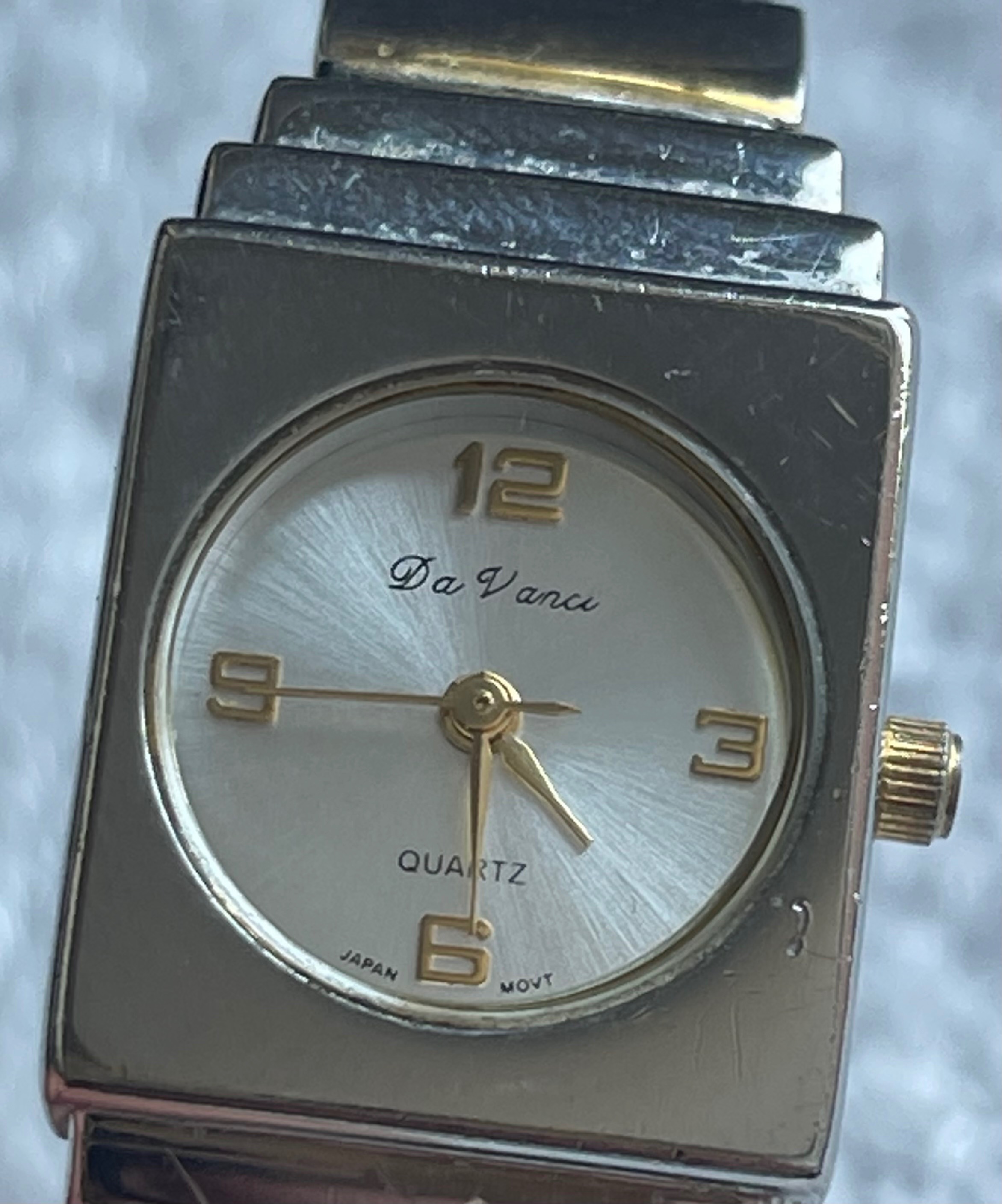 Vintage Da Vinci Two-Tone Art Deco Cuff Watch (Needs Battery) - photo 2