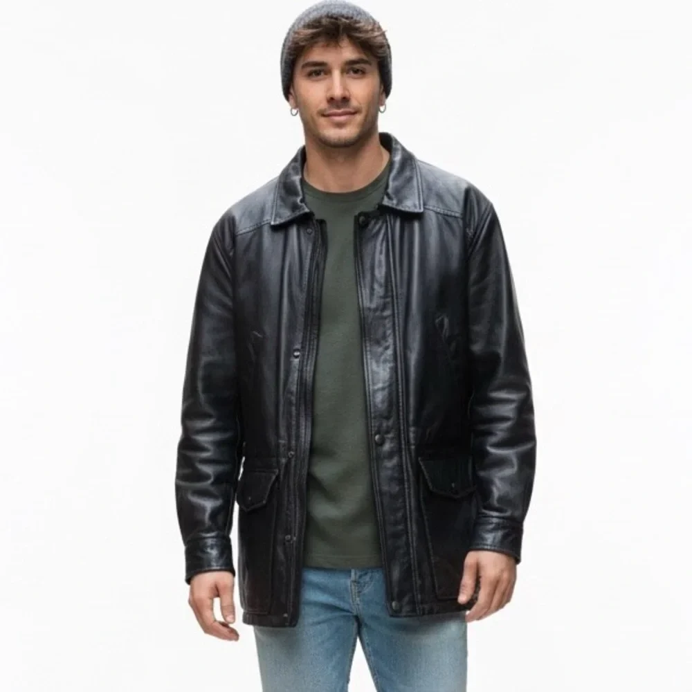 Vintage Y2K Retreat Genuine Leather Insulated Jacket Mens Size M