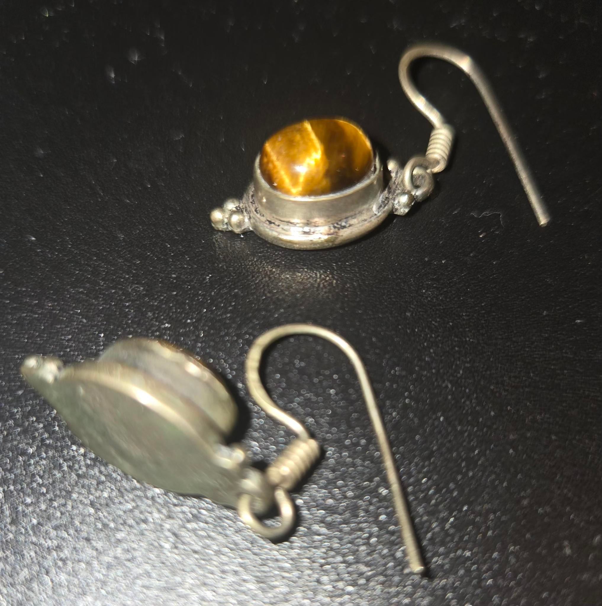 Brand New Giftable Tiger Eye Stone Dangle Earrings w/pouch - photo 5