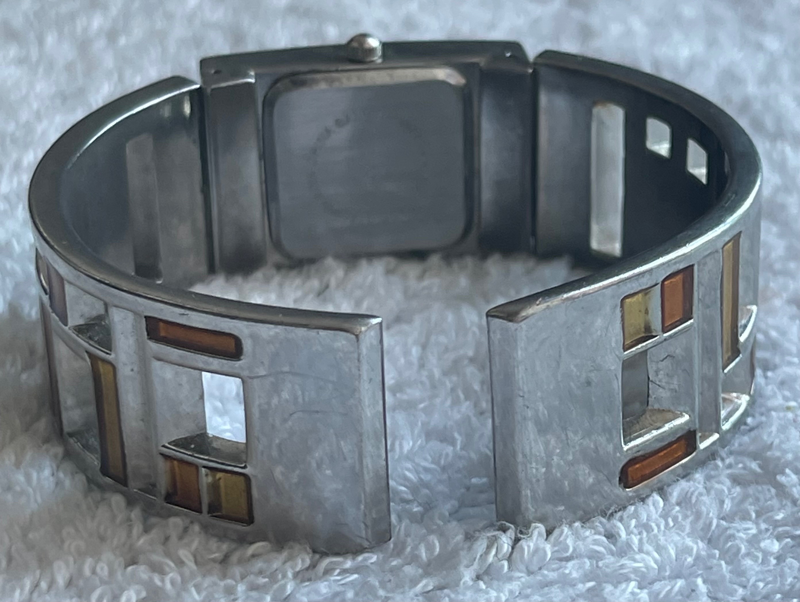 Vintage Retro JAS 70s Style Enamel Cuff Watch (Needs Battery) - photo 4