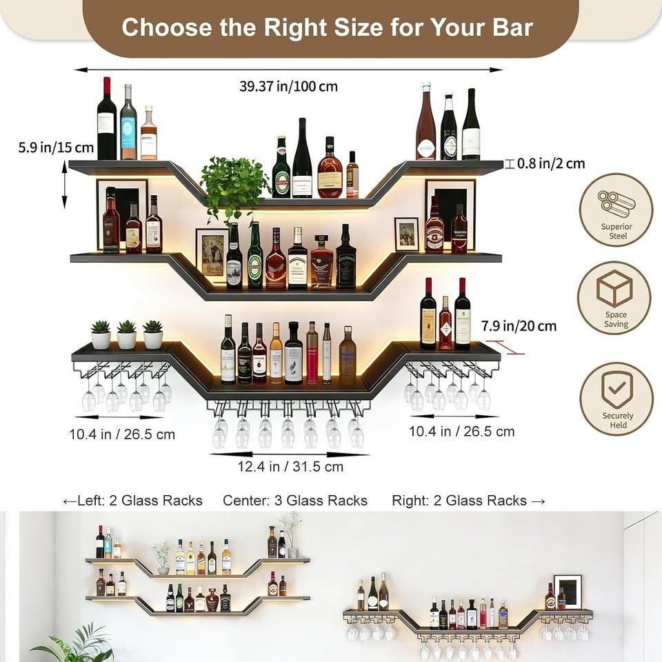 45. NEW LED Metal Wall Mount Wine Rack - photo 2