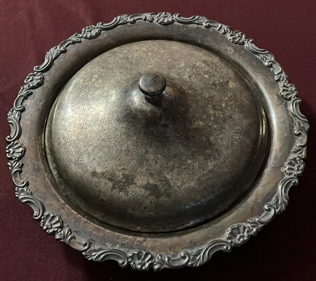 Vintage Silver Plated Lidded Serving Dish - 10 Inches