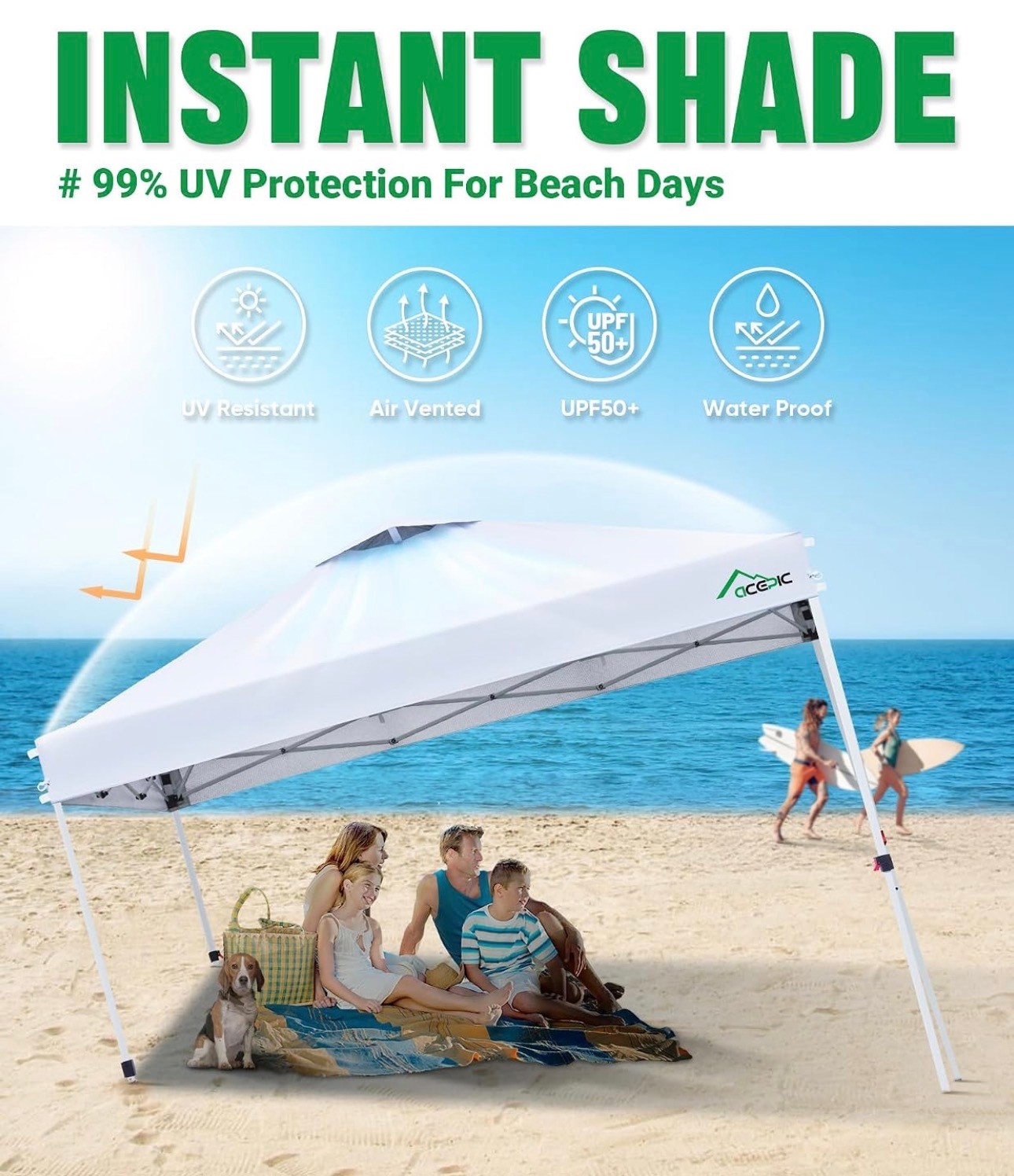 Canopy Pop Up Tent Portable 8x8 Shelter UV+Rain Protect+Carrying - photo 2