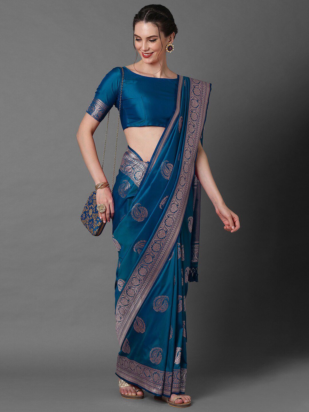 Blue Kanjeevaram Silk Saree with Blouse