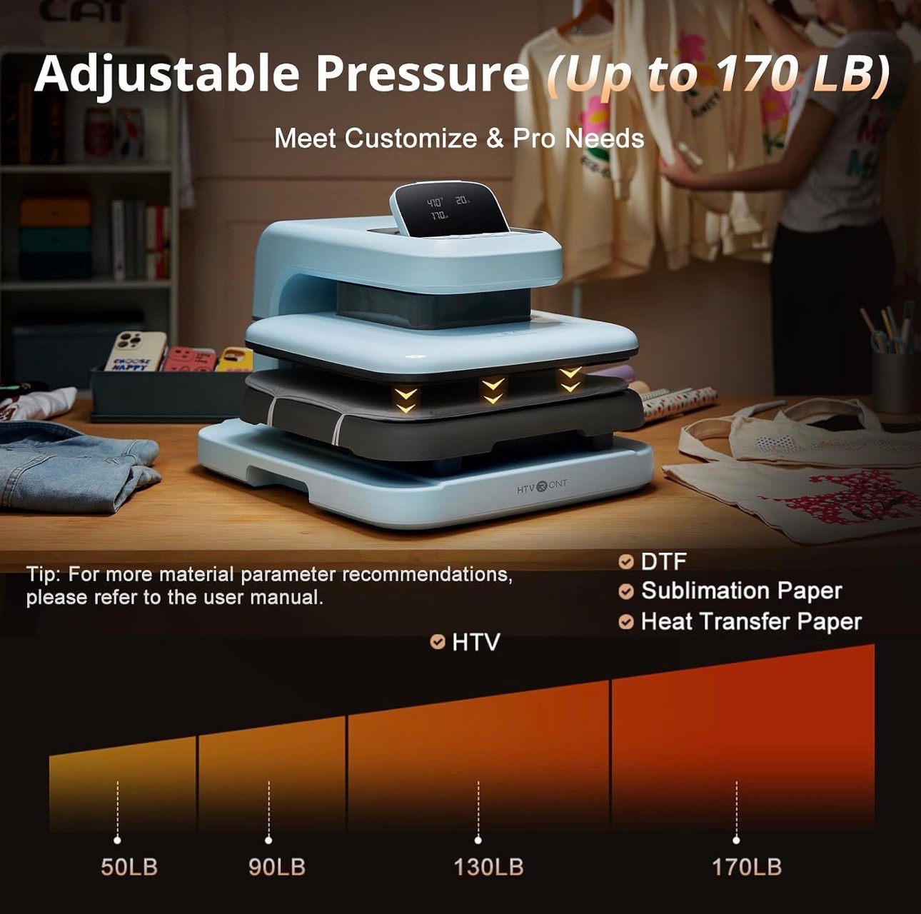 HTVRONT Auto Heat Press 15X15" Adjustable Pressure Fast & Evenly - photo 3