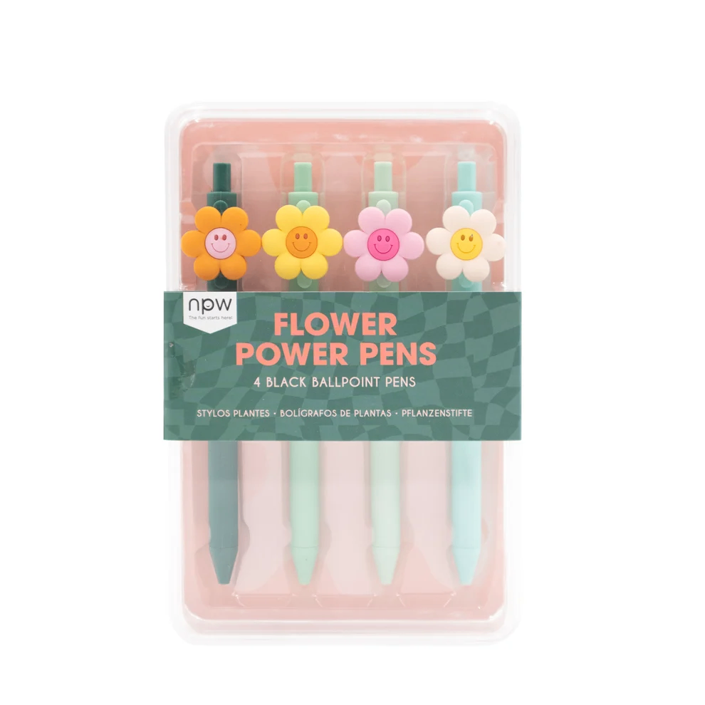 npw Flower Power Pens - 4 Black Ballpoint Pens - photo 5