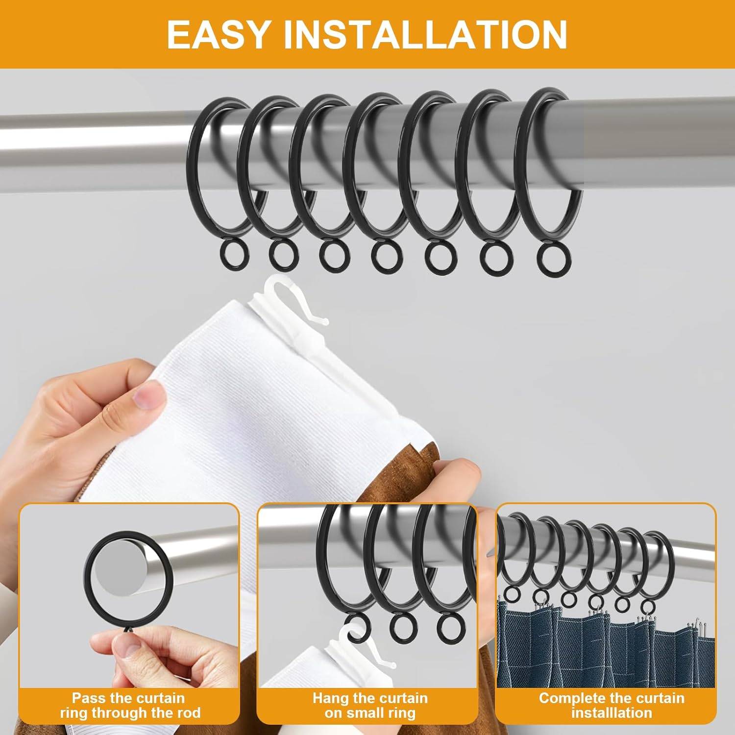42 PCS Metal Curtain Rings 1.5" with Eyelets - photo 2