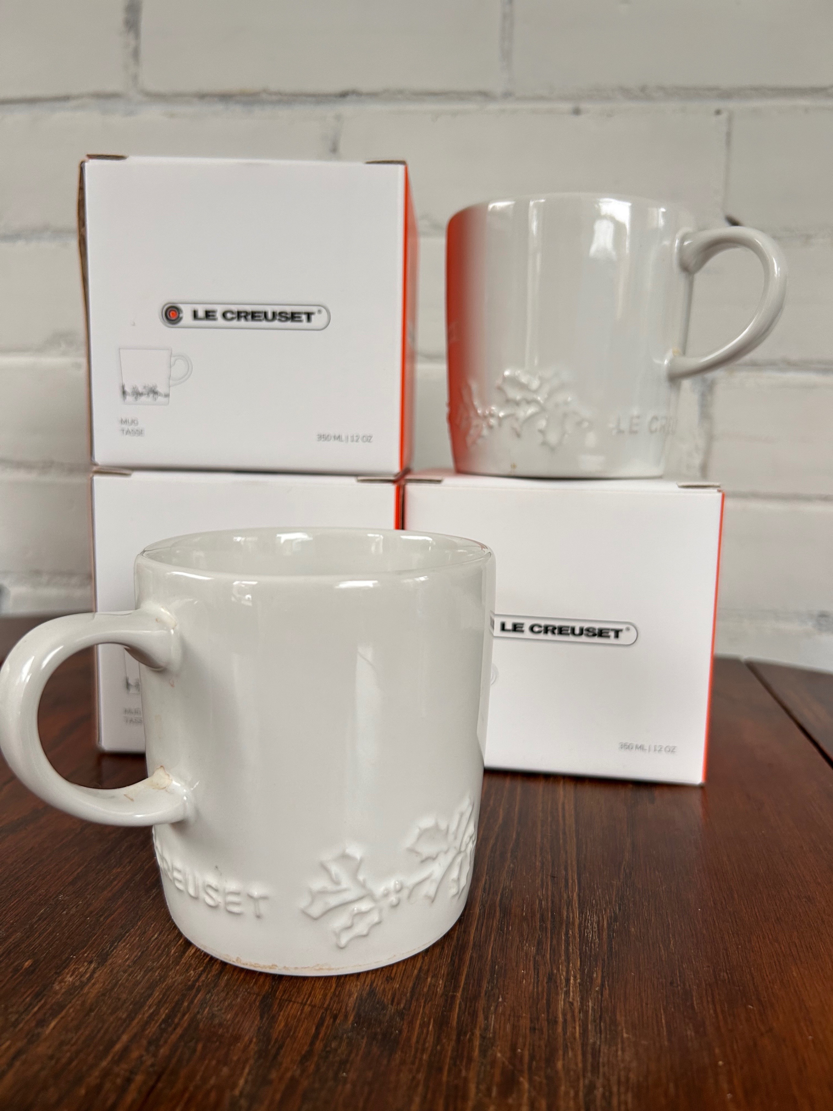 Le Creuset White Mug with Holly Detail