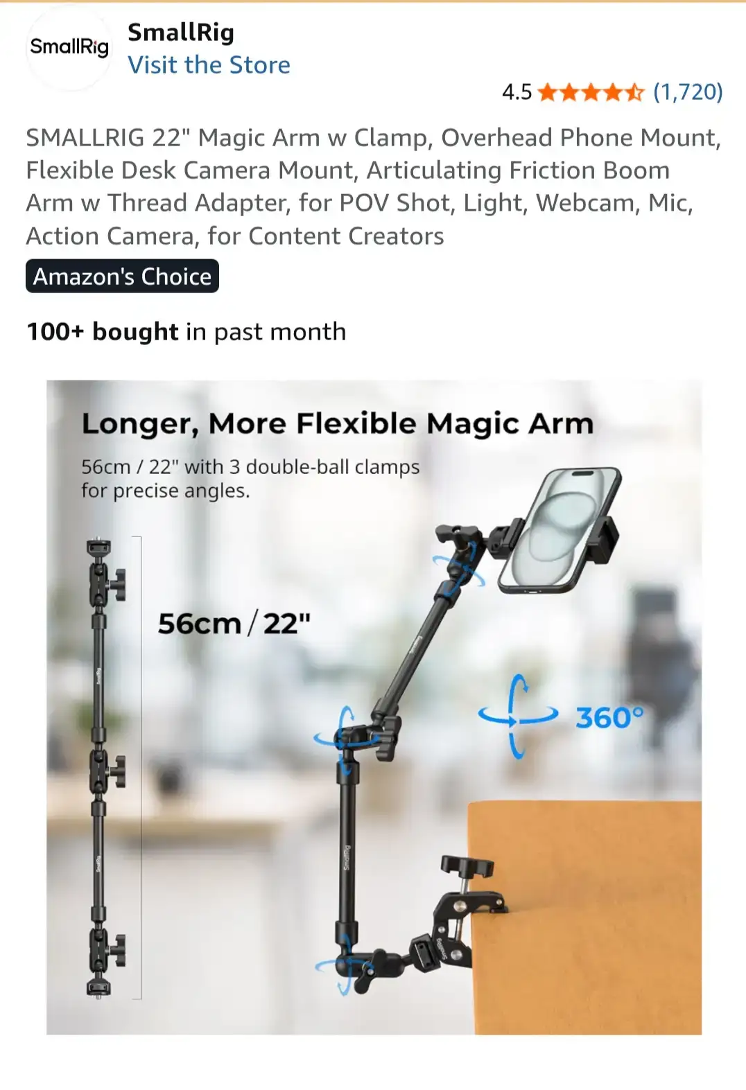 SmallRig 22" Magic Arm with Clamp - photo 2