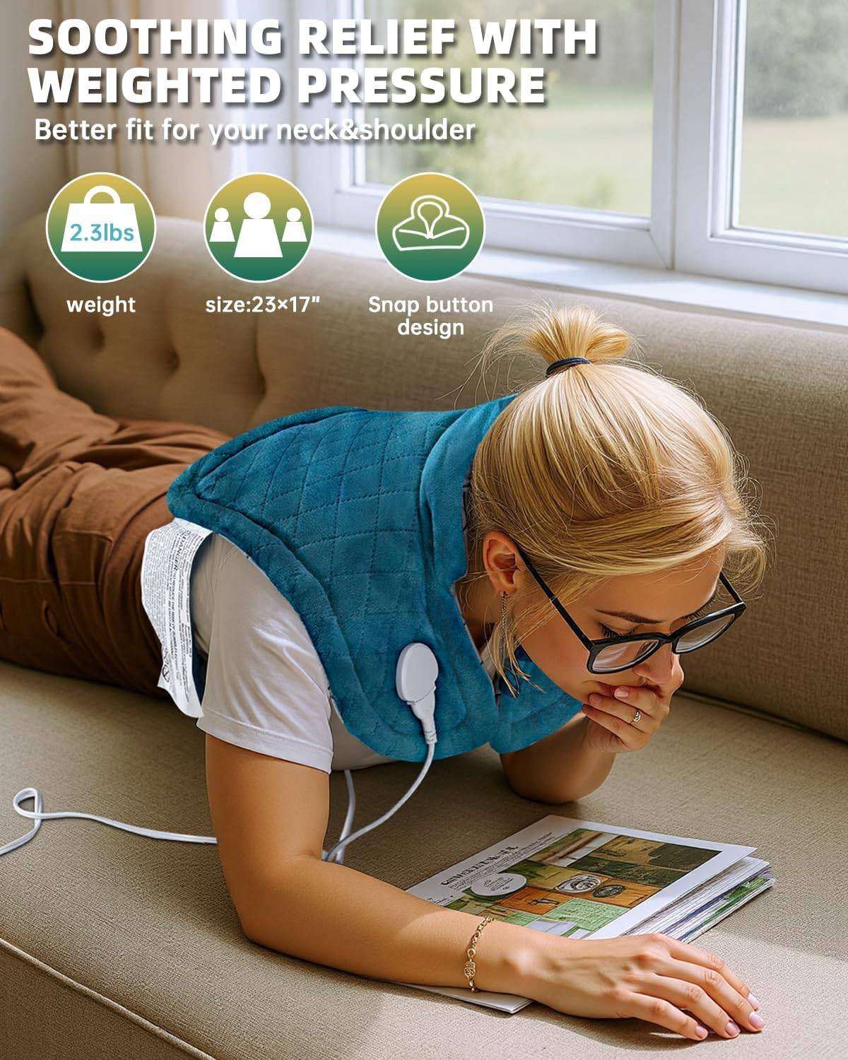 NEW~ Weighted Neck & Shoulder Heating Pad, Contoured - photo 3