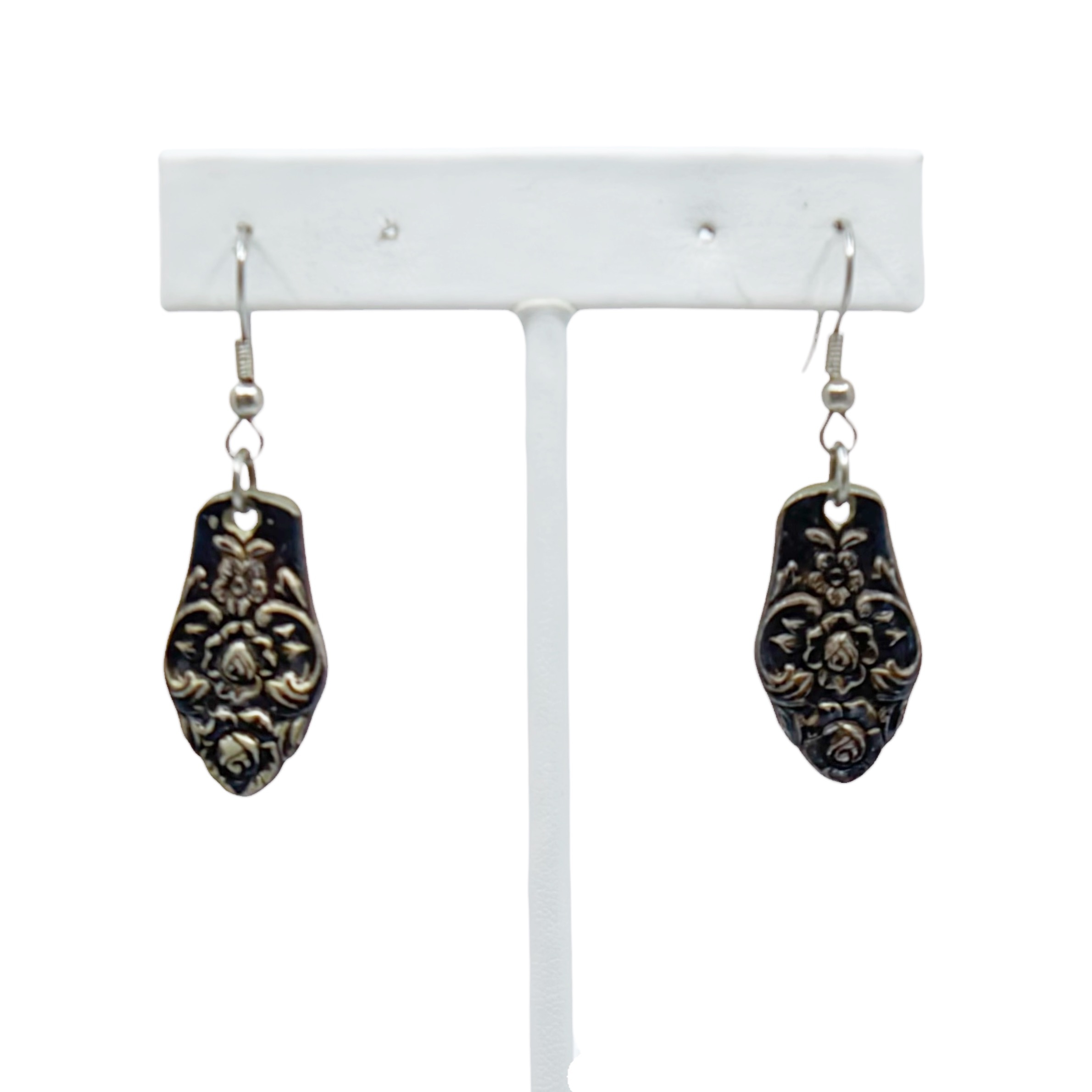 Hand Made silver plated flower spoon handle earrings - GM3004 - photo 3