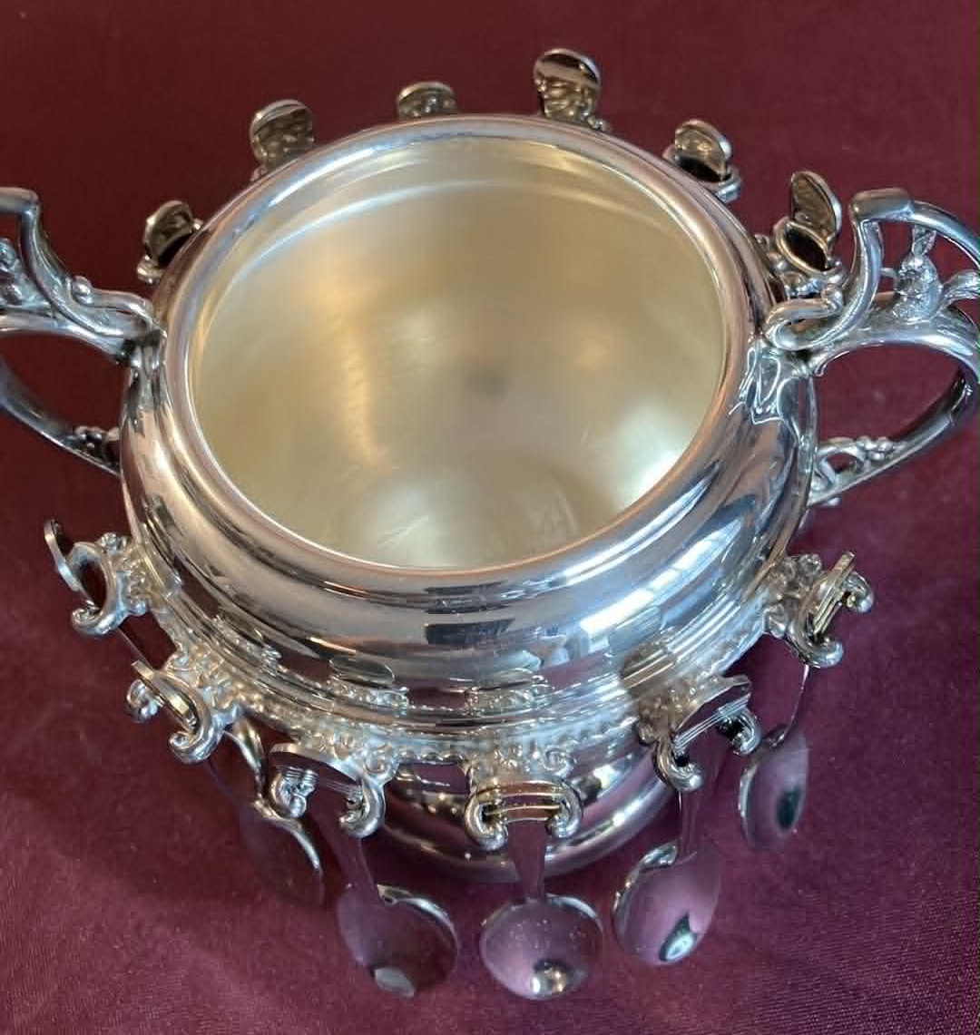 Vintage Silver Plate Covered Sugar Footed Bowl - photo 2