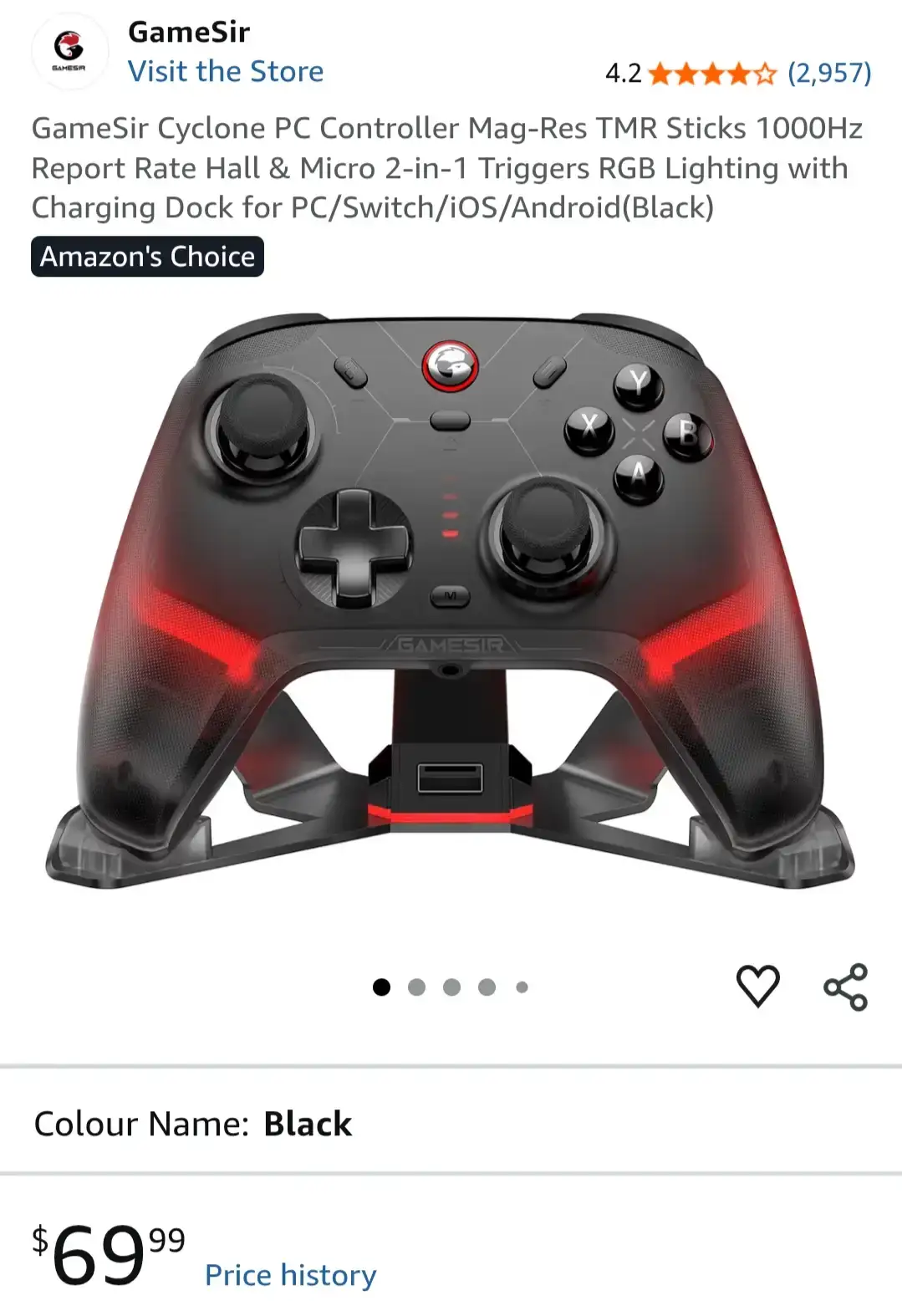 GameSir Cyclone PC Controller with Charging Dock (Black)