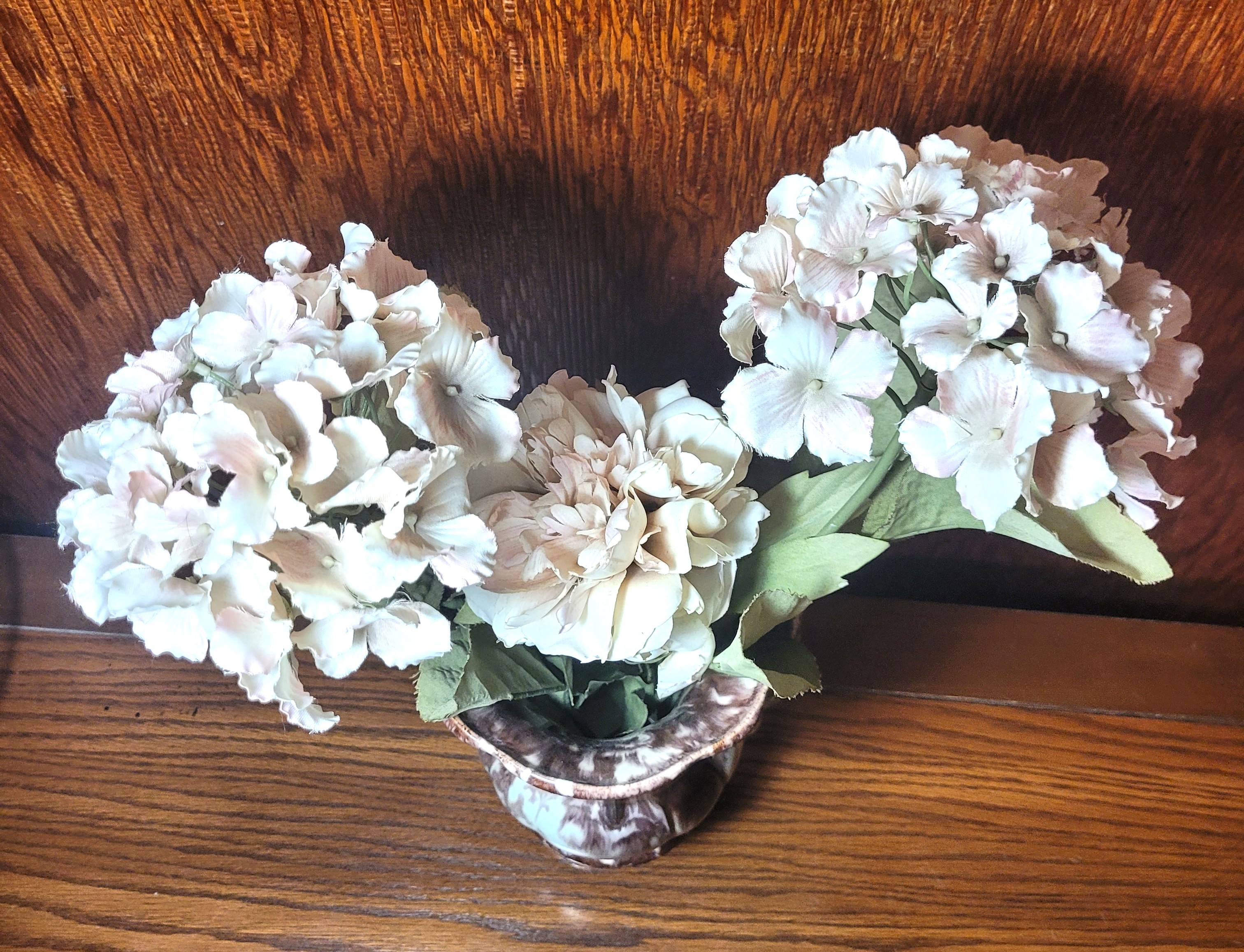 1970 Double Handled Drip Glaze Ceramic Vase Floral Arrangement - photo 5