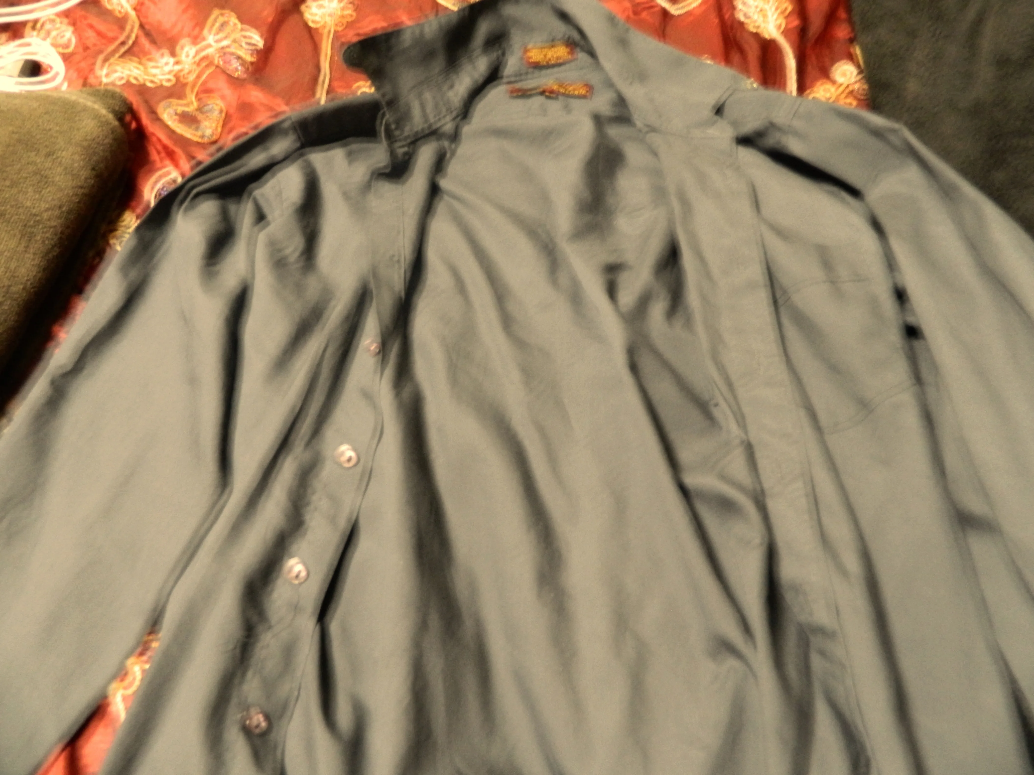 Grey Sergio Valente Mens Small Long Sleeve Button Up Shirt