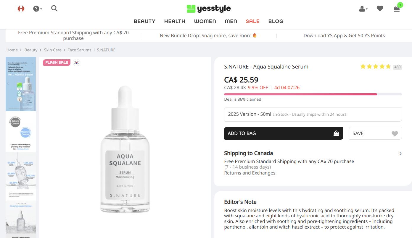 S.NATURE - Aqua Squalane Serum 50ml - photo 3