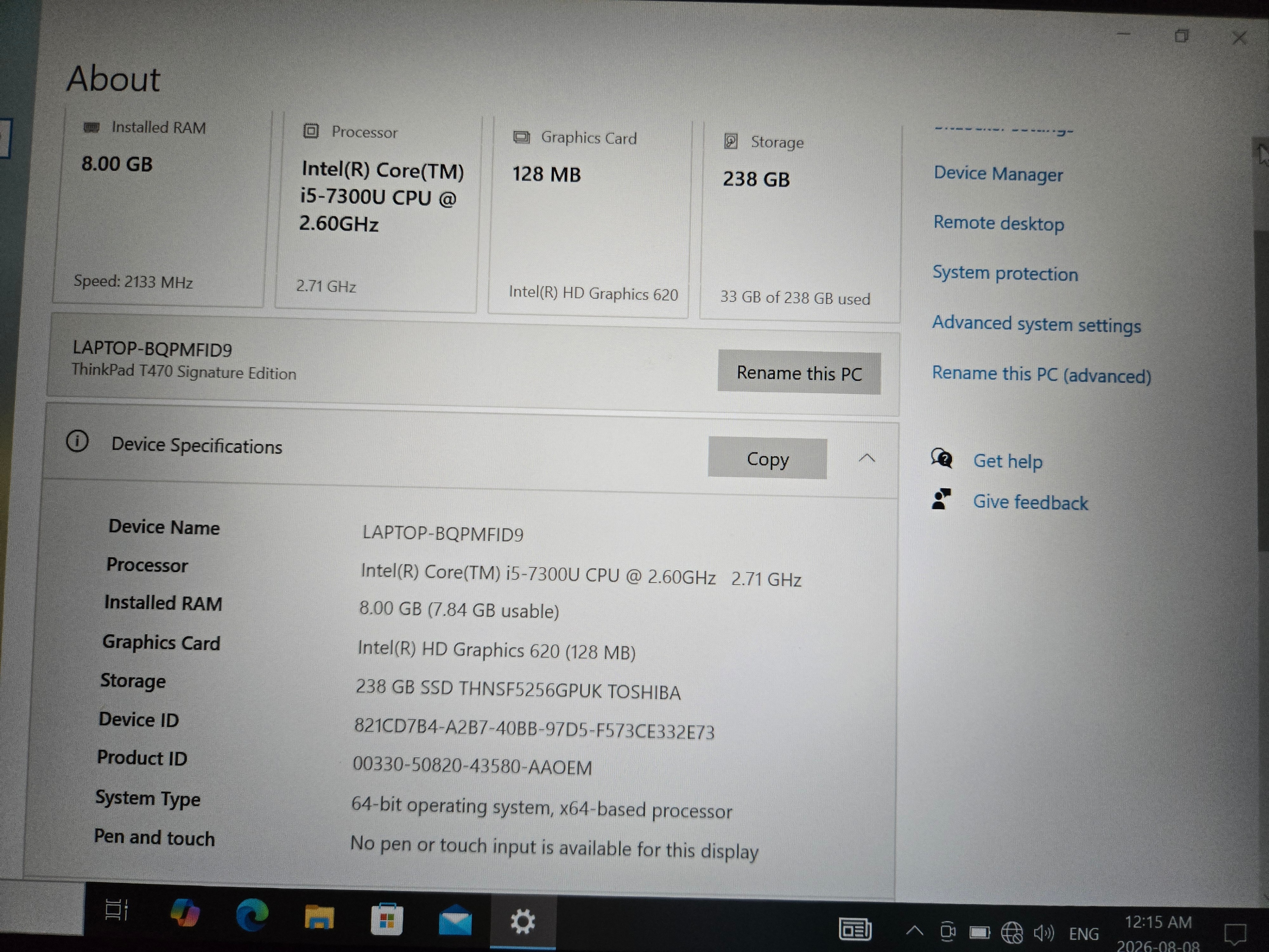Lenovo ThinkPad T470 i5-73004 with docking station & charger - photo 4