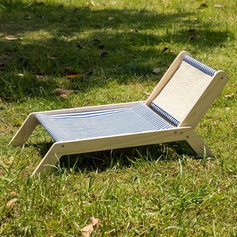 Cat Lounge Chair and Scratcher - Blue/White Striped