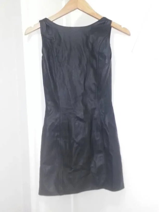 Sexy Allure Leather Black Dress With Zipper - photo 3