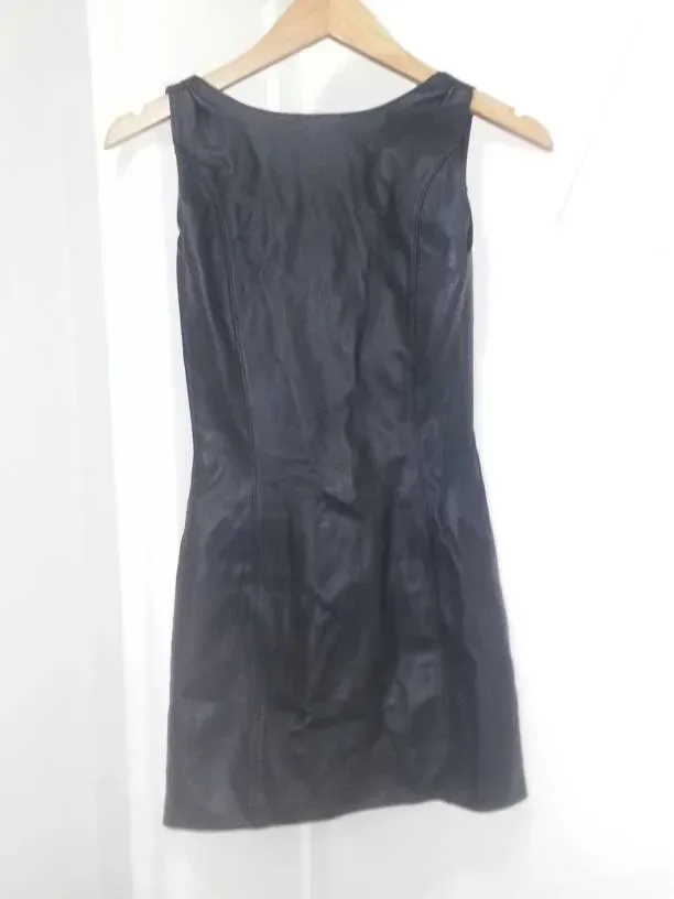Sexy Allure Leather Black Dress With Zipper - photo 3