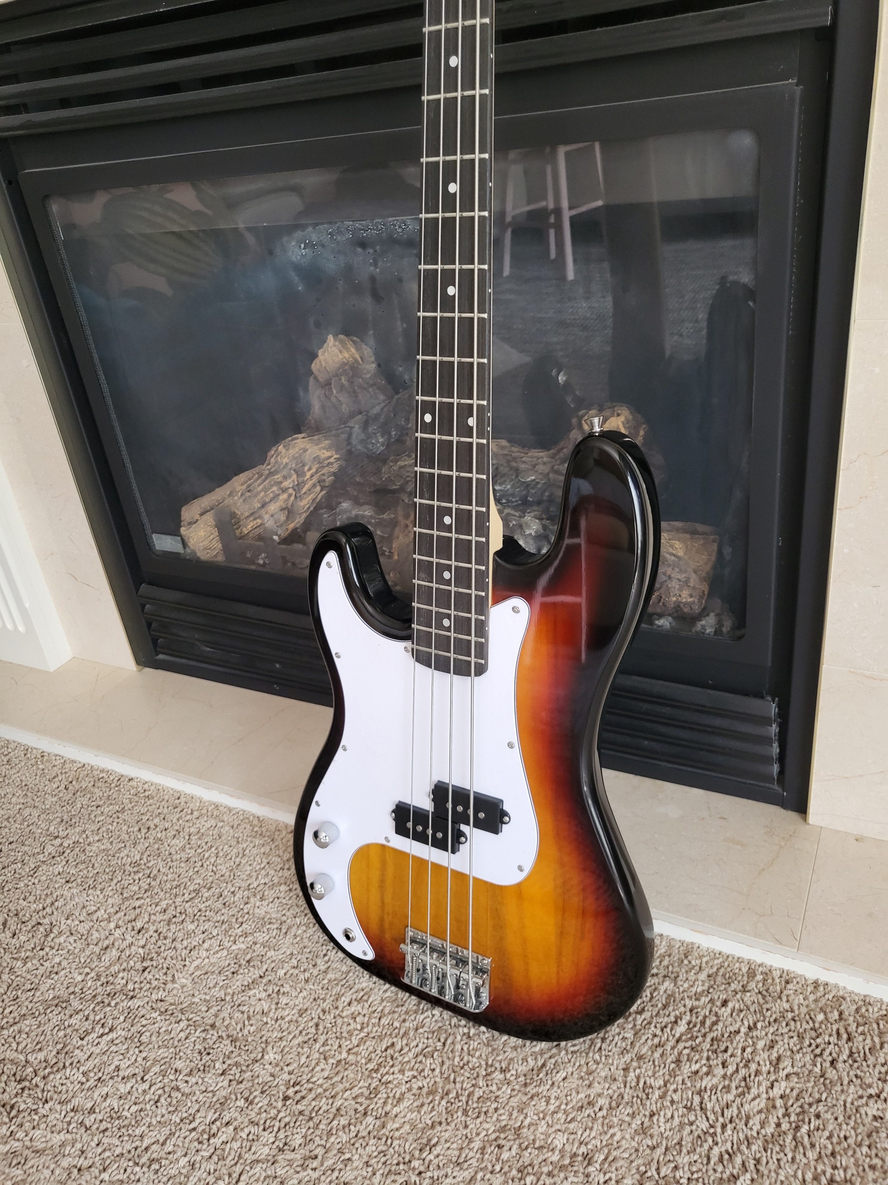 Left-Handed Precision Style Bass Guitar – Brand New Sunburst - photo 3