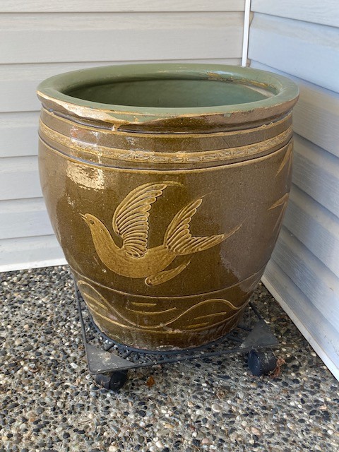 Authentic vintage Chinese stoneware salted-egg/pickle jar