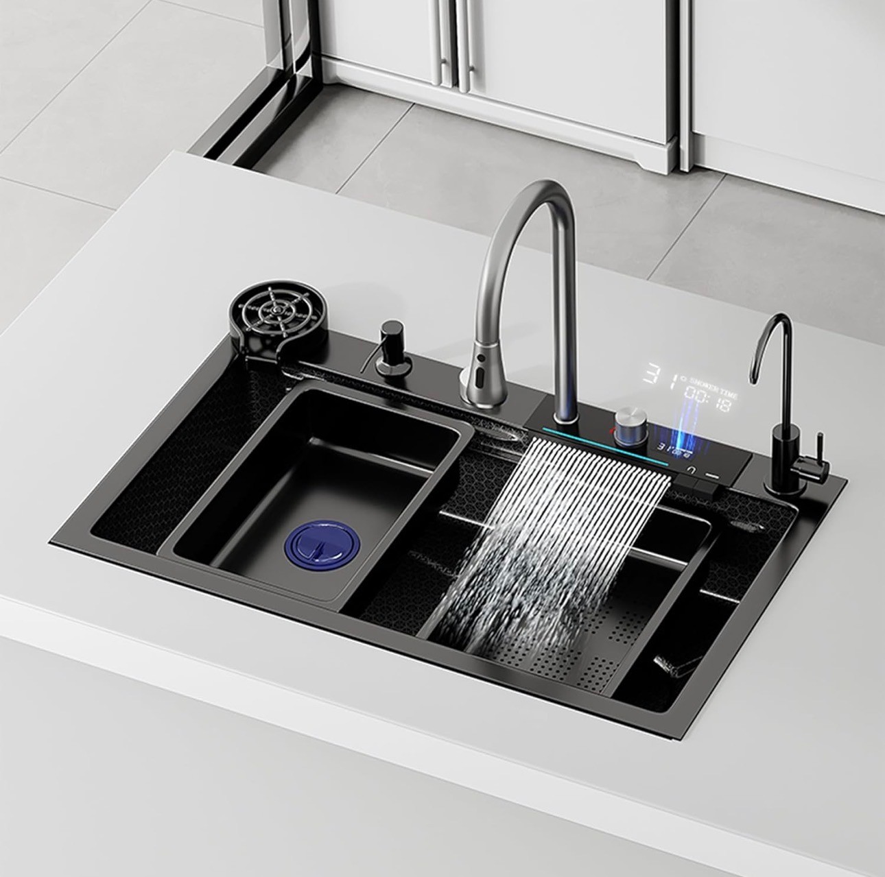 Smart Waterfall Kitchen Sink 75x45x22 Stainless Steel 16 Gauge - photo 2