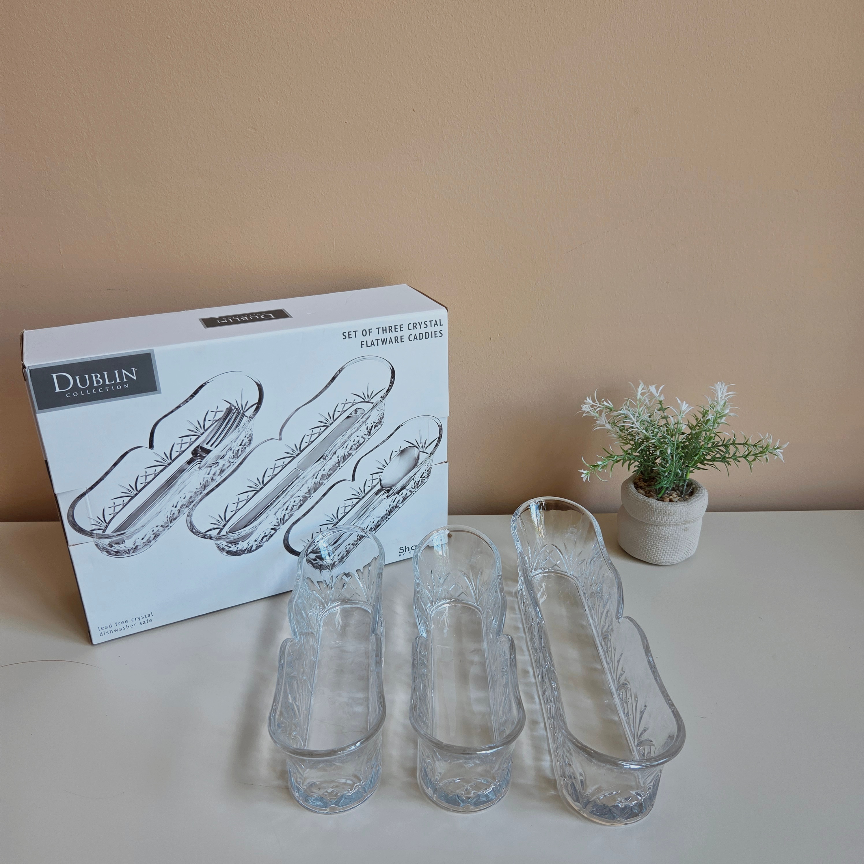 Dublin Collection - 3 Crystal Flatware Caddies - Pre-Loved! 🍴