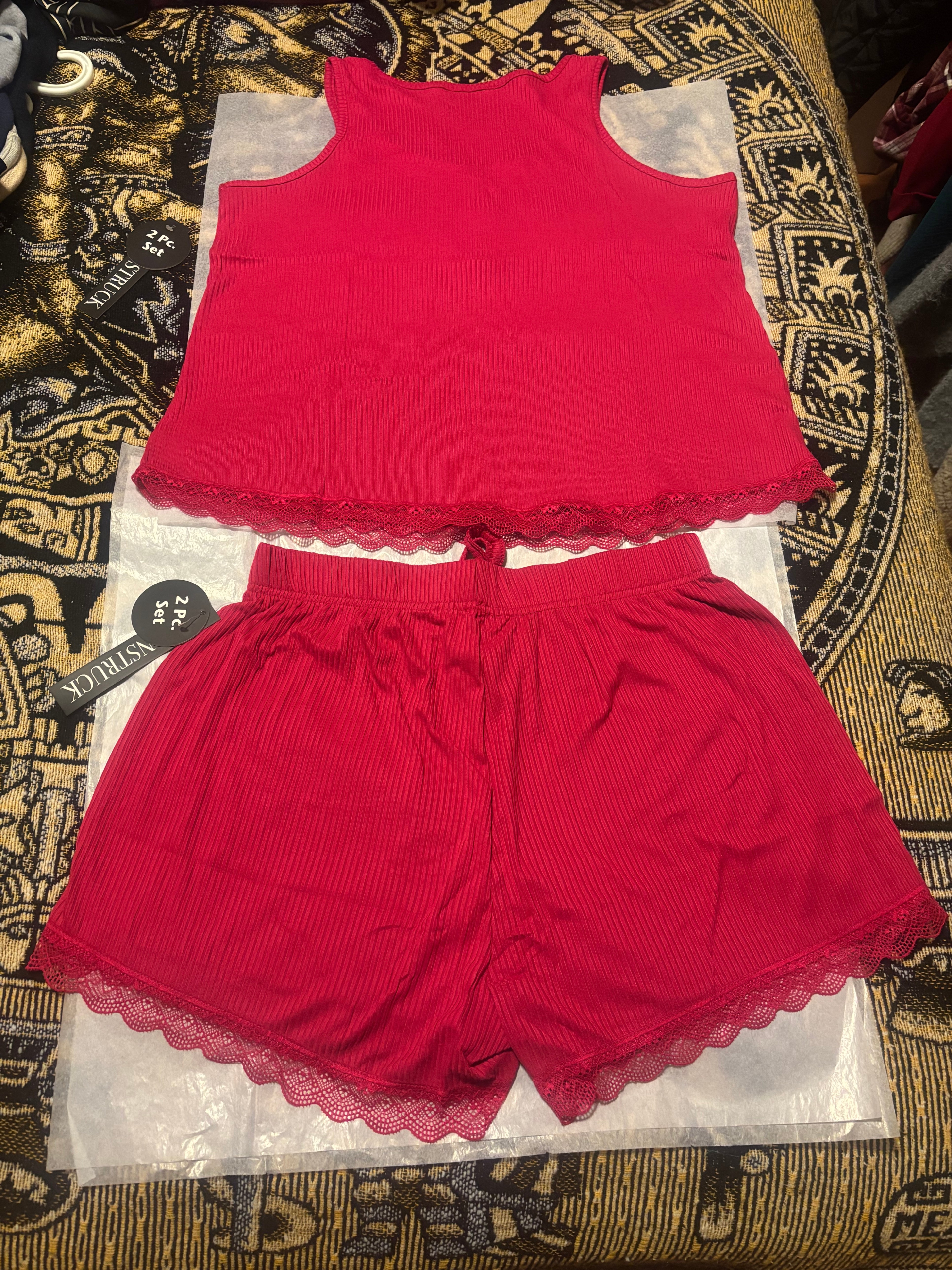 FashionNova-Dream Come True Ribbed Tank PJ Short Set-Large - photo 3