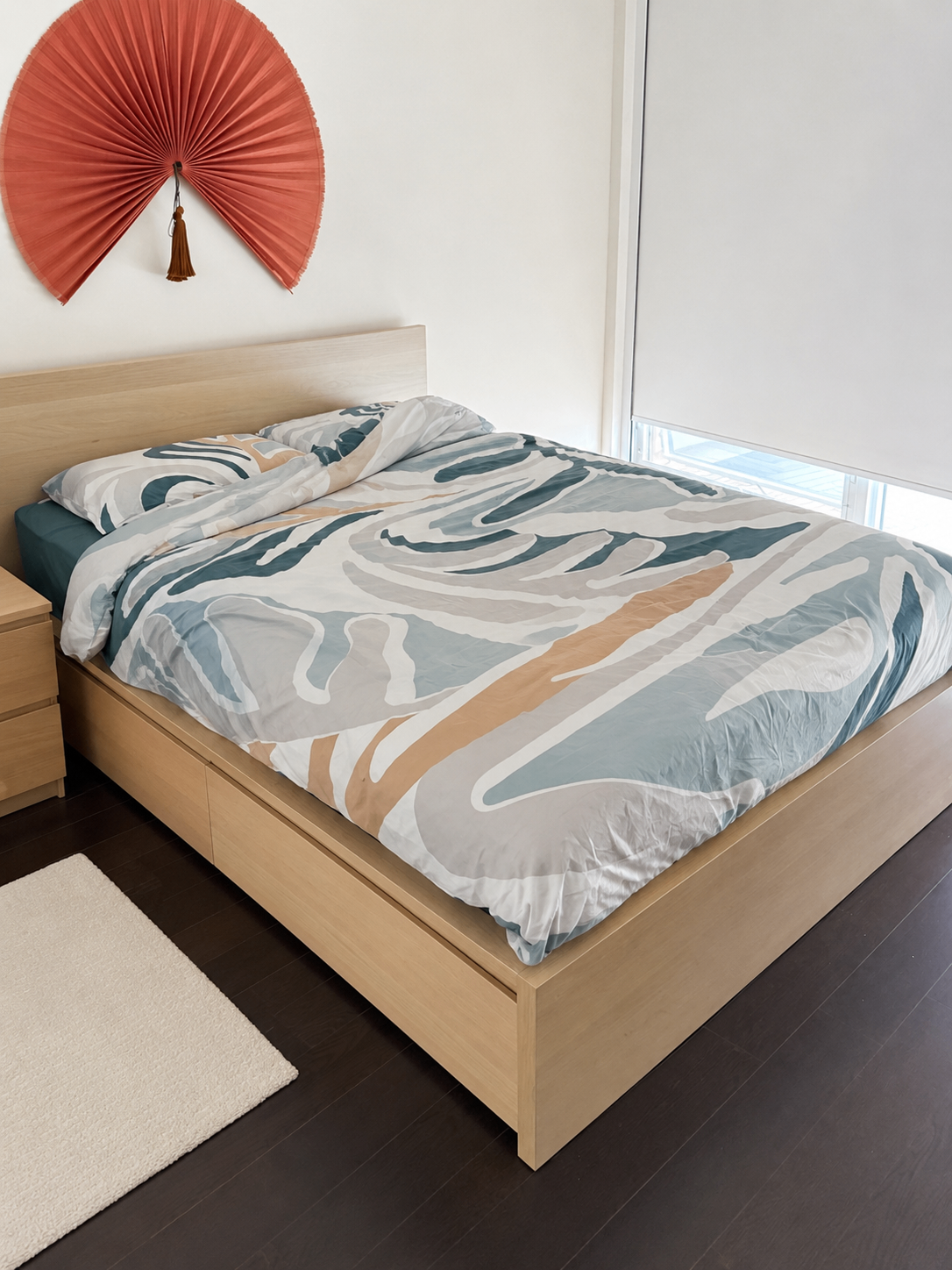 IKEA MALM Queen Bed Frame with 2 Storage Drawers – Oak Veneer