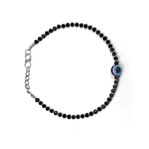 Black Beaded Evil Eye Anklets (Pair) - photo 2
