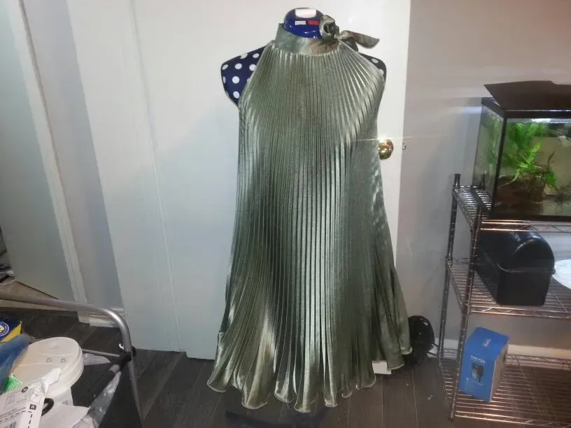 Fancy Ass Shiny Green Dress With Tie On Neck