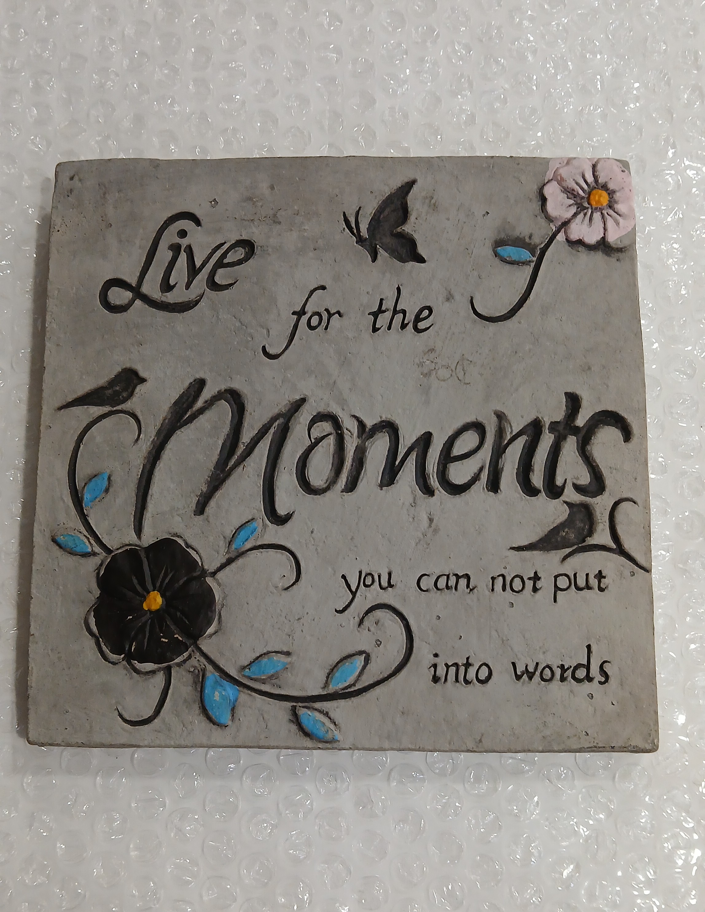Inspirational Stone Garden Plaque - Live for the Moments