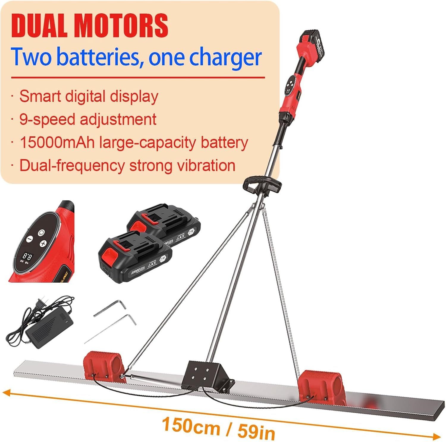 60" Cordless Concrete Screed Tool – 6000 RPM Electric Vibration