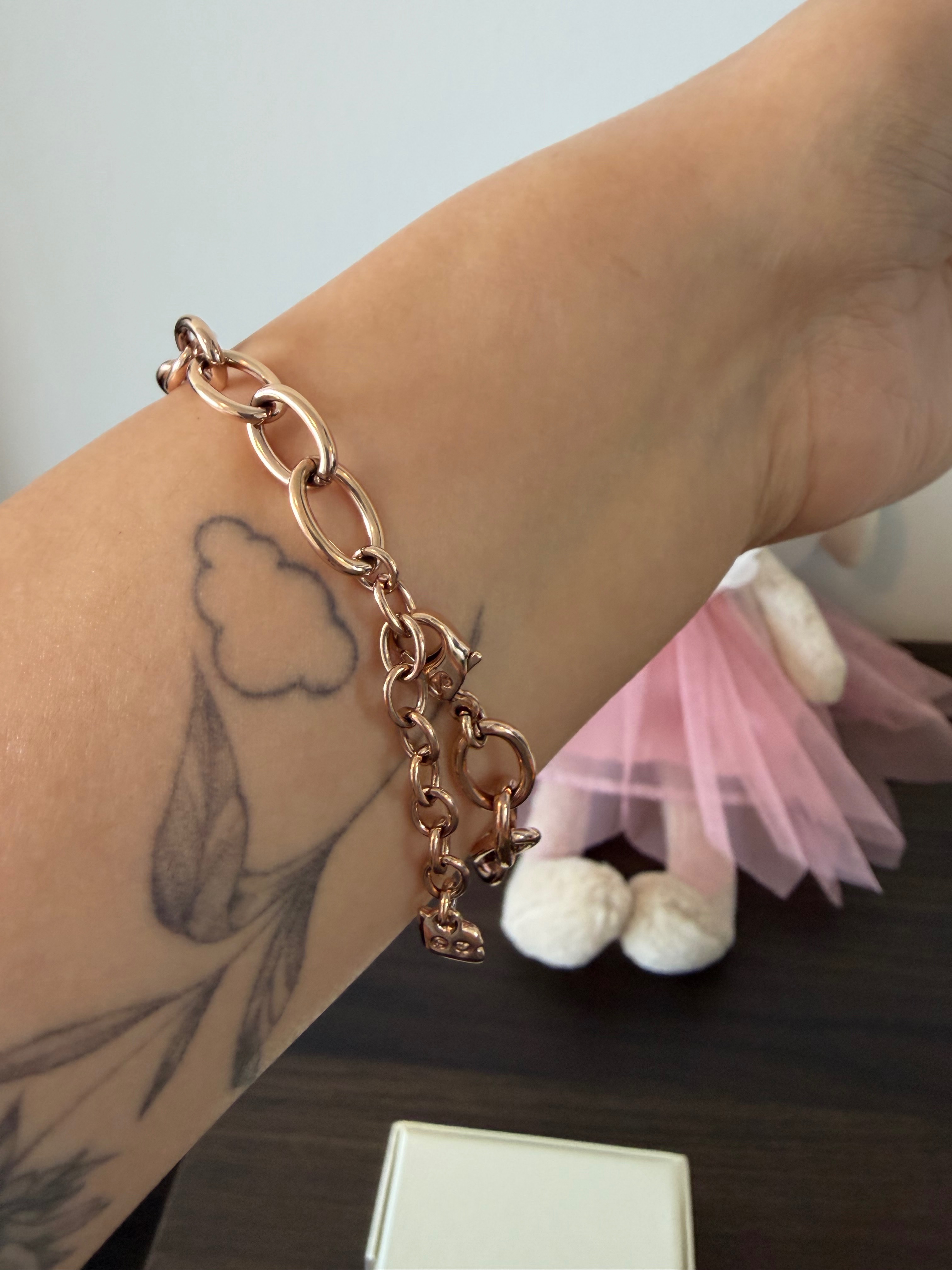 Vintage Swarovski Rose Gold Bracelet with Charm Heart 7"-8.5" - photo 3