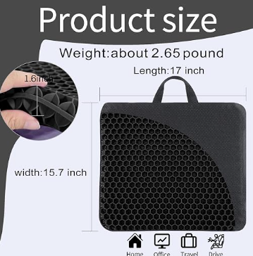 Gel Seat Cushion for Office, Travel, Drive