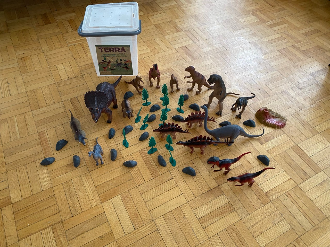 Dinosaur Toy Set with Accessories + Carry Box – Kids Play Set