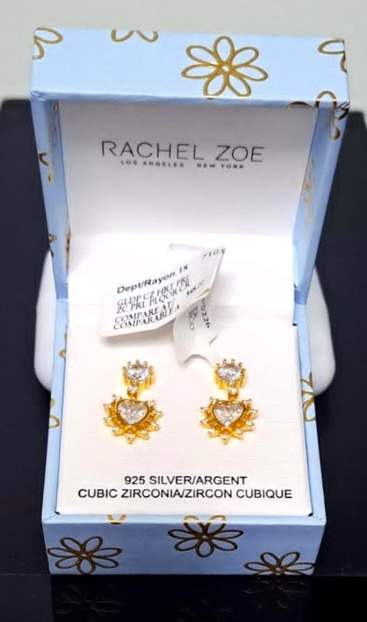 Rachel Zoe Designer Gold 925 Silver Earrings Cubic Zirconia - photo 3