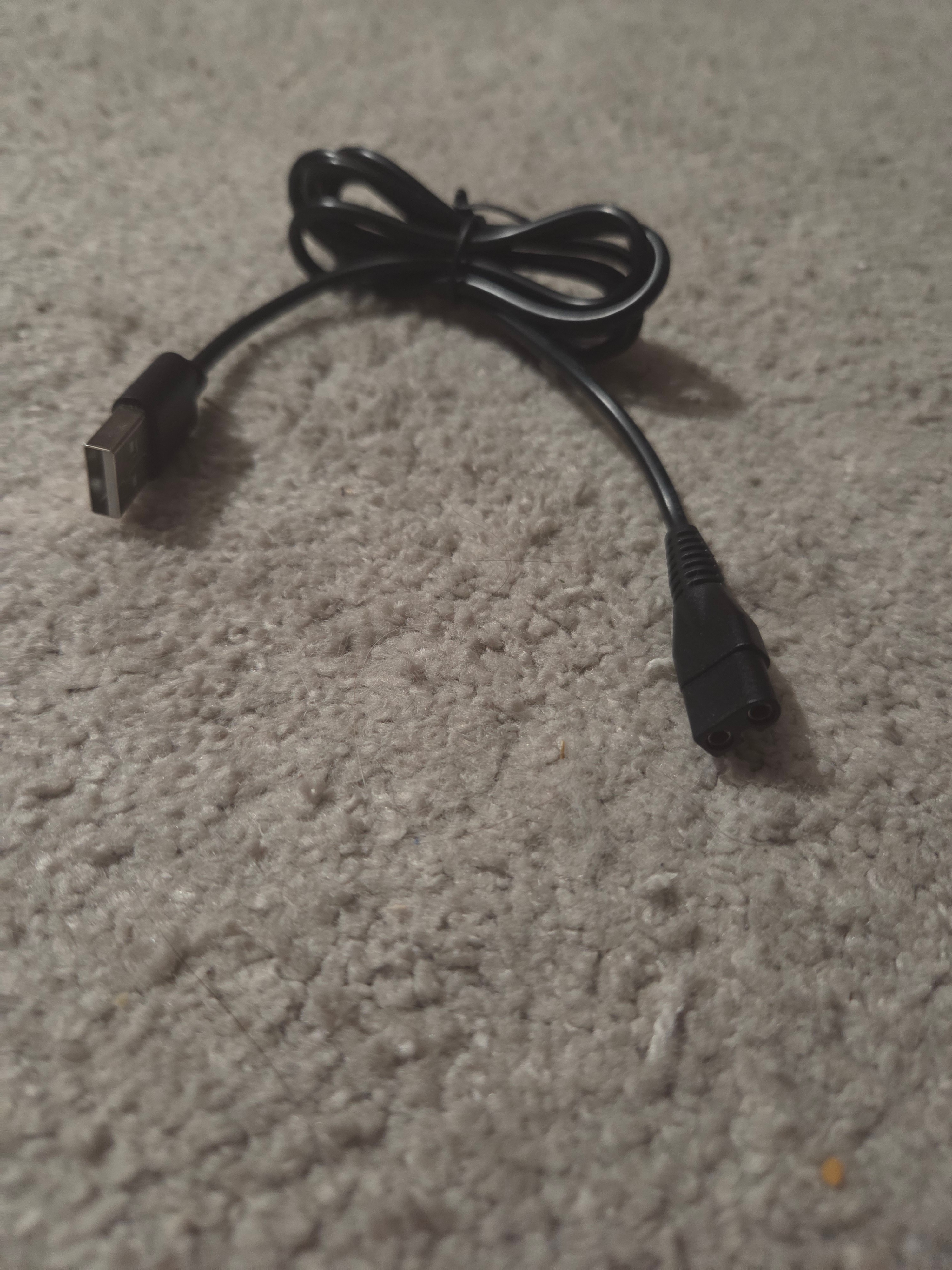 USB to 2-Pin Charging Cable for Electric Shavers, Trimmers, etc.