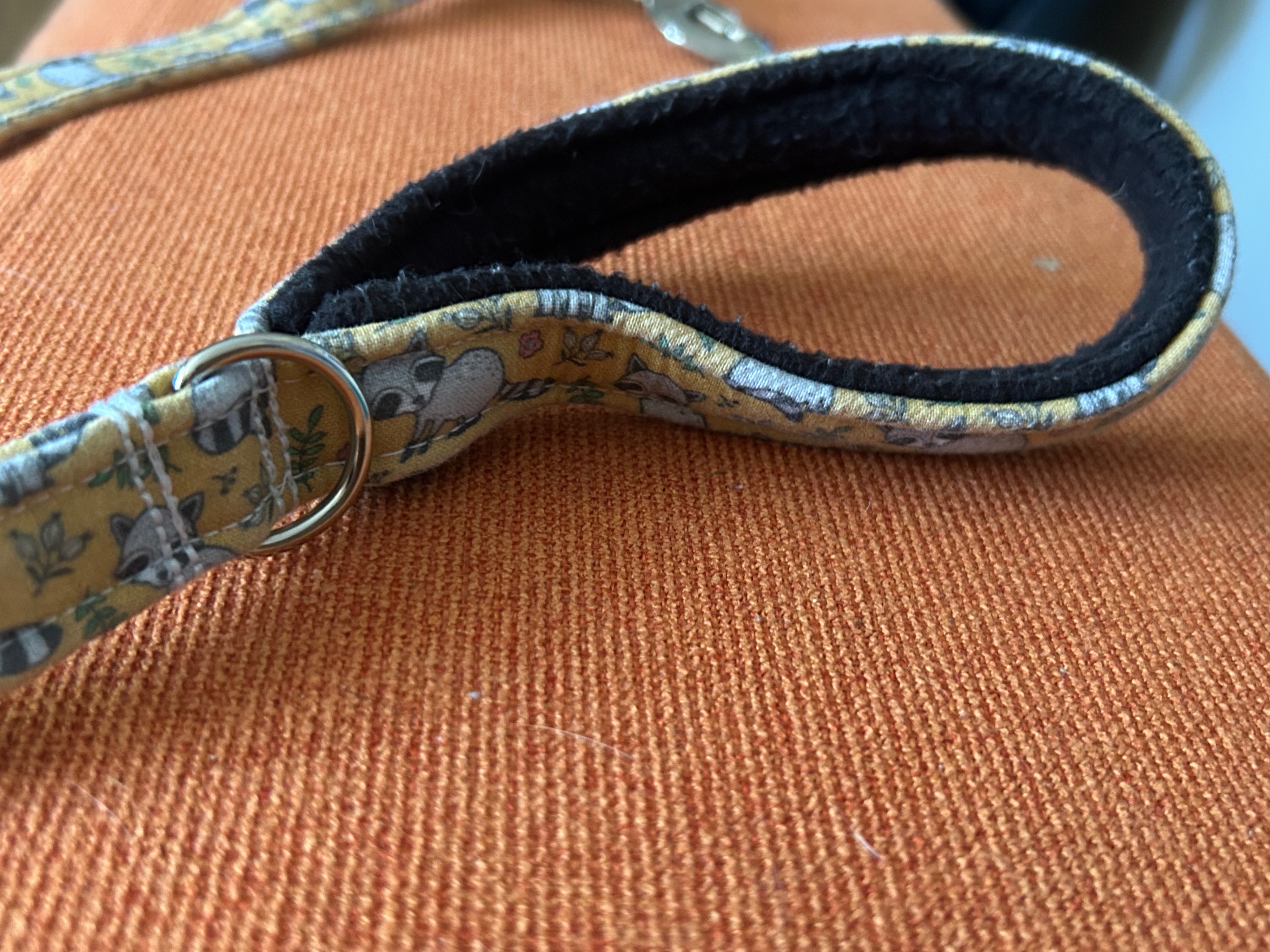 Matching Set - Racoon/Yellow Fabric Dog Collar and Lead - photo 5