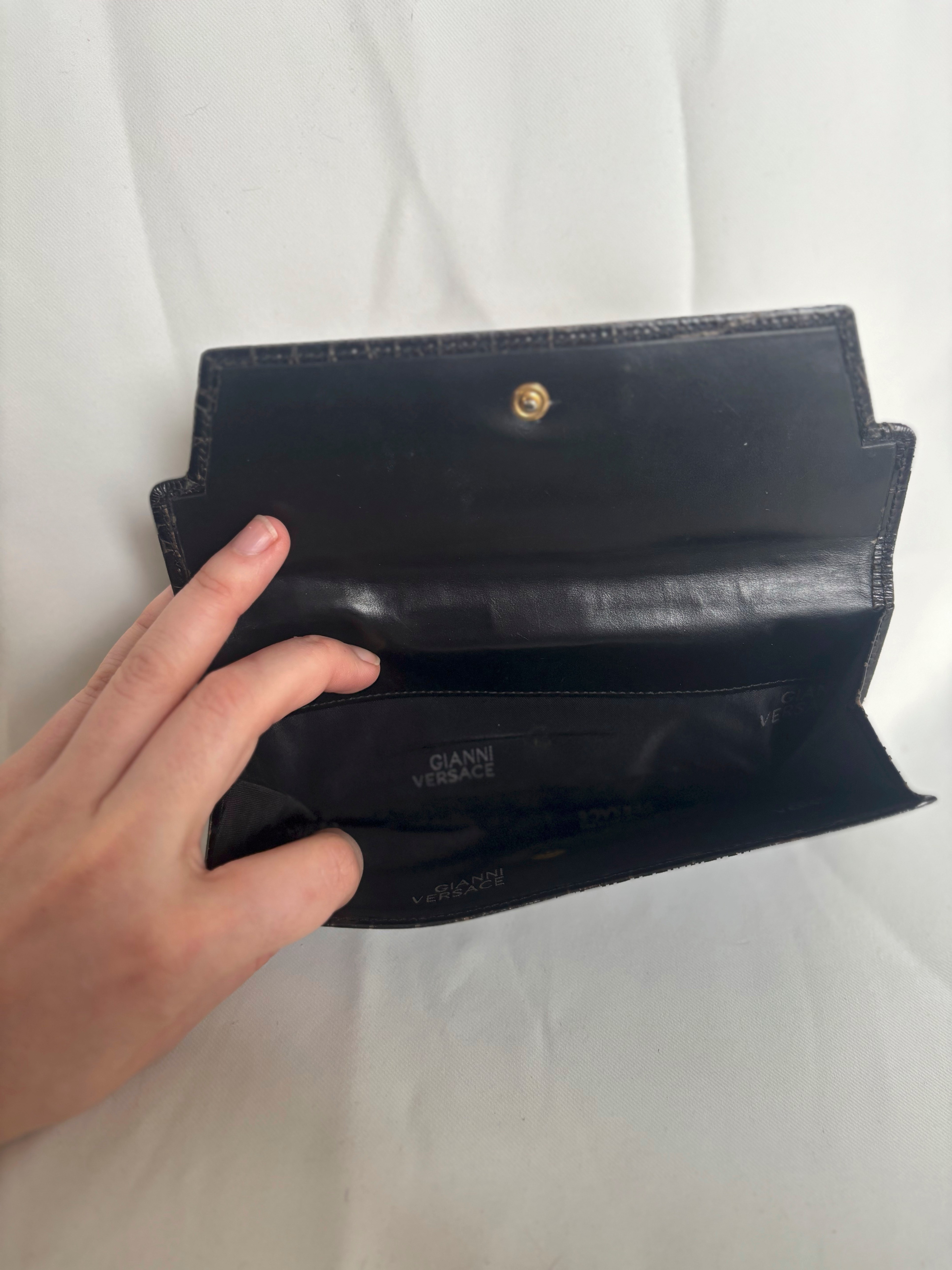Gianni Versace  Sunburst Crocodile Embossed Organizer Wallet - photo 2