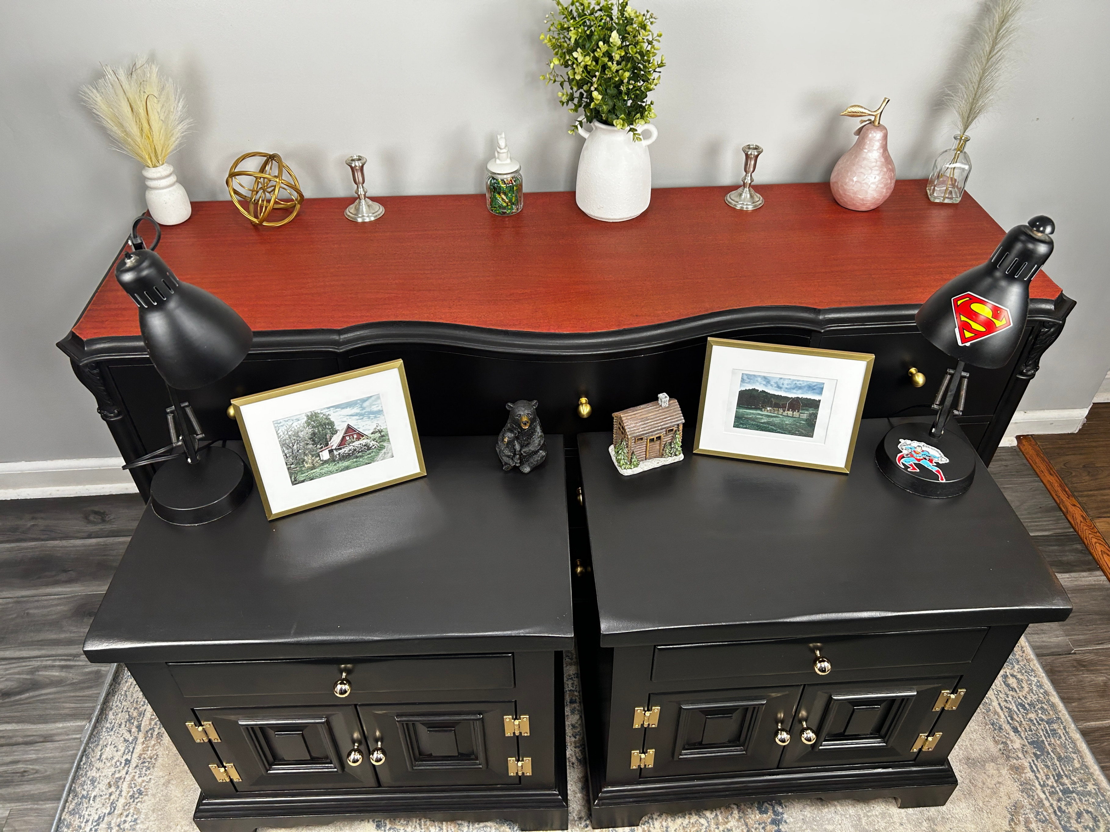 Black Dresser and Nightstands Set Brass/Golden Knobs Delivery. - photo 5