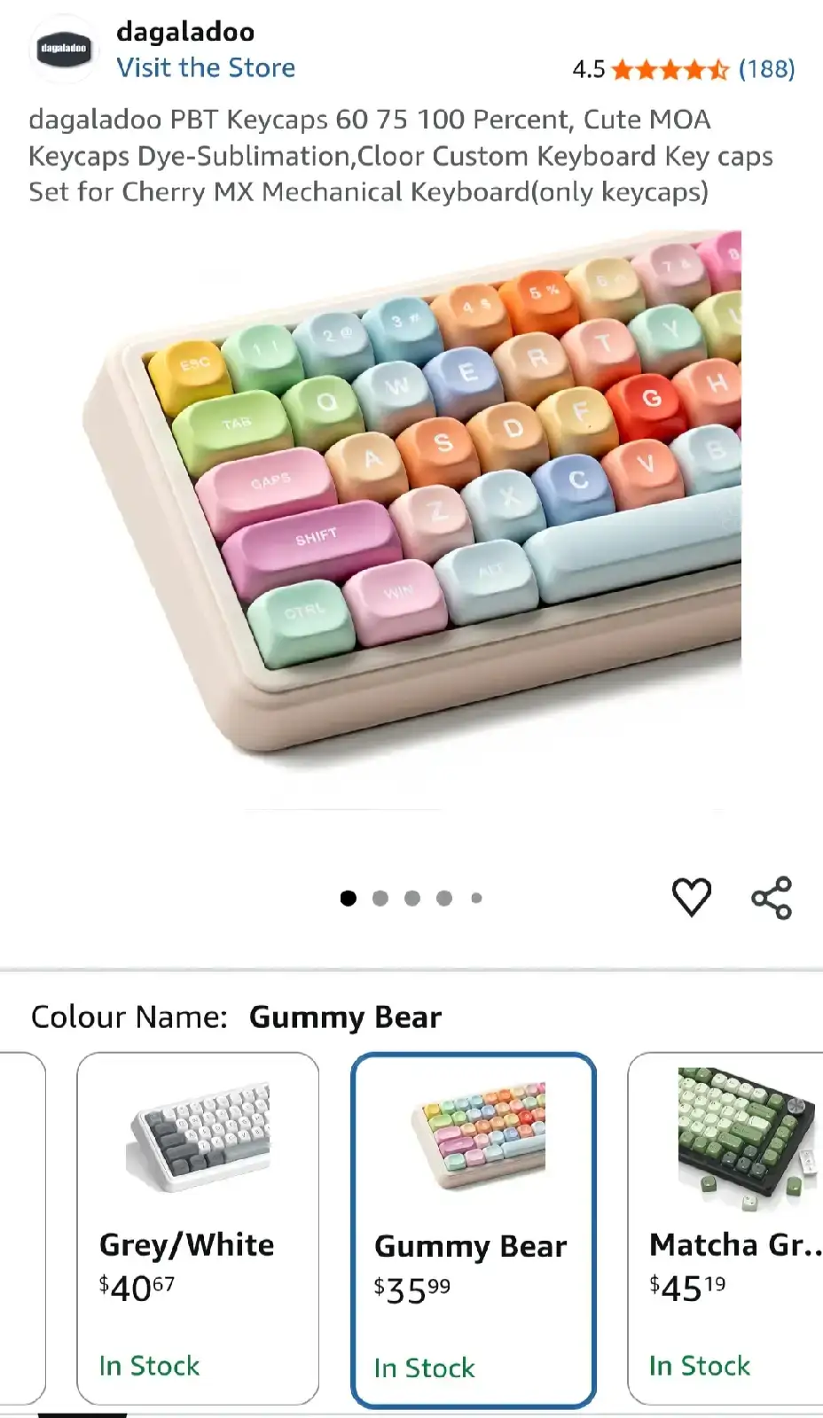 DagalaDoo 132 Key Candy MOA Profile Keycaps Set