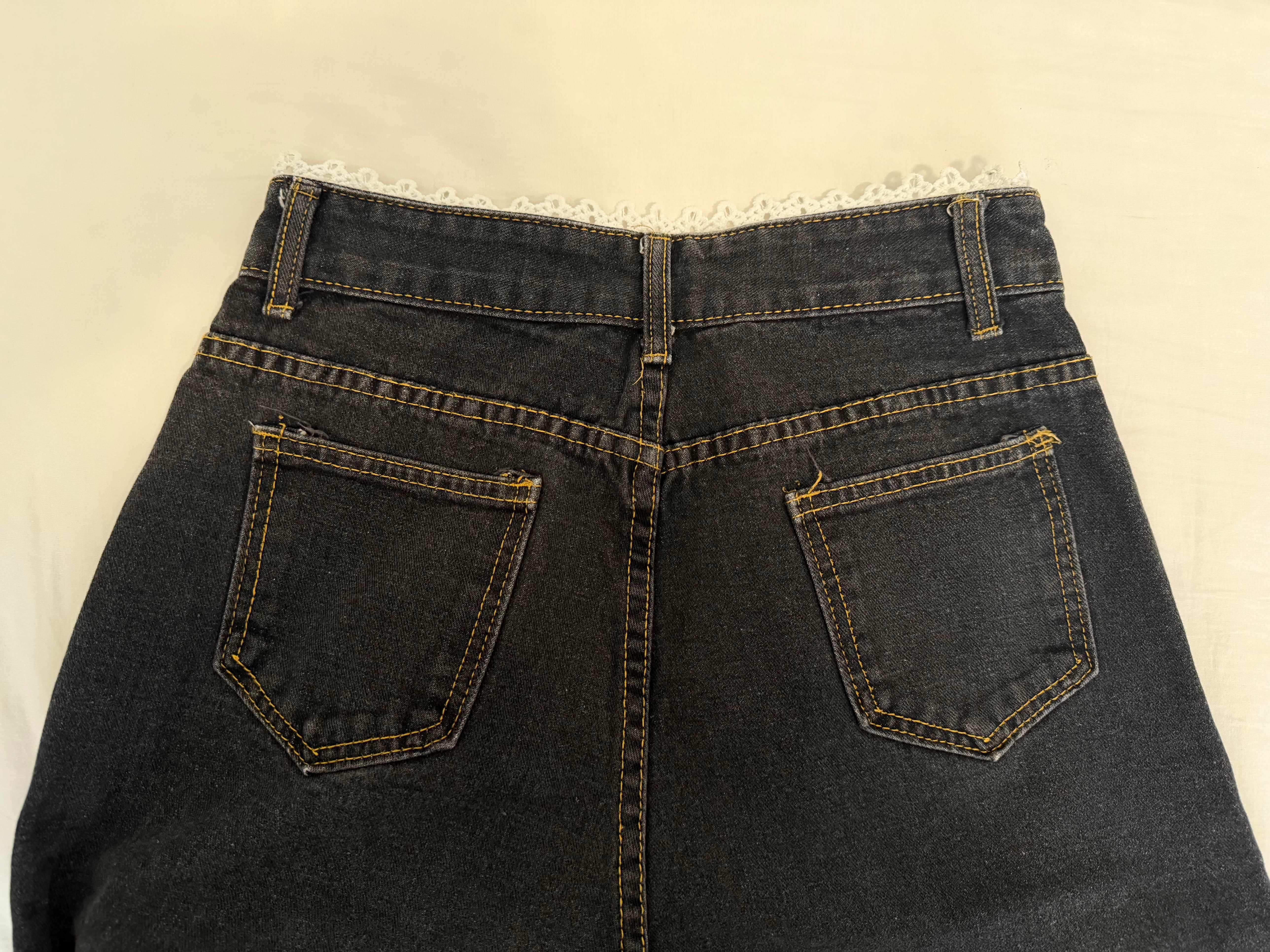 Women’s Black Wide-Leg Jeans – Lace Waist Detail - photo 5