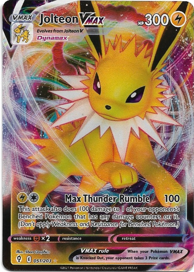 Pokemon Jolteon VMAX 051/203 Evolving Skies NM