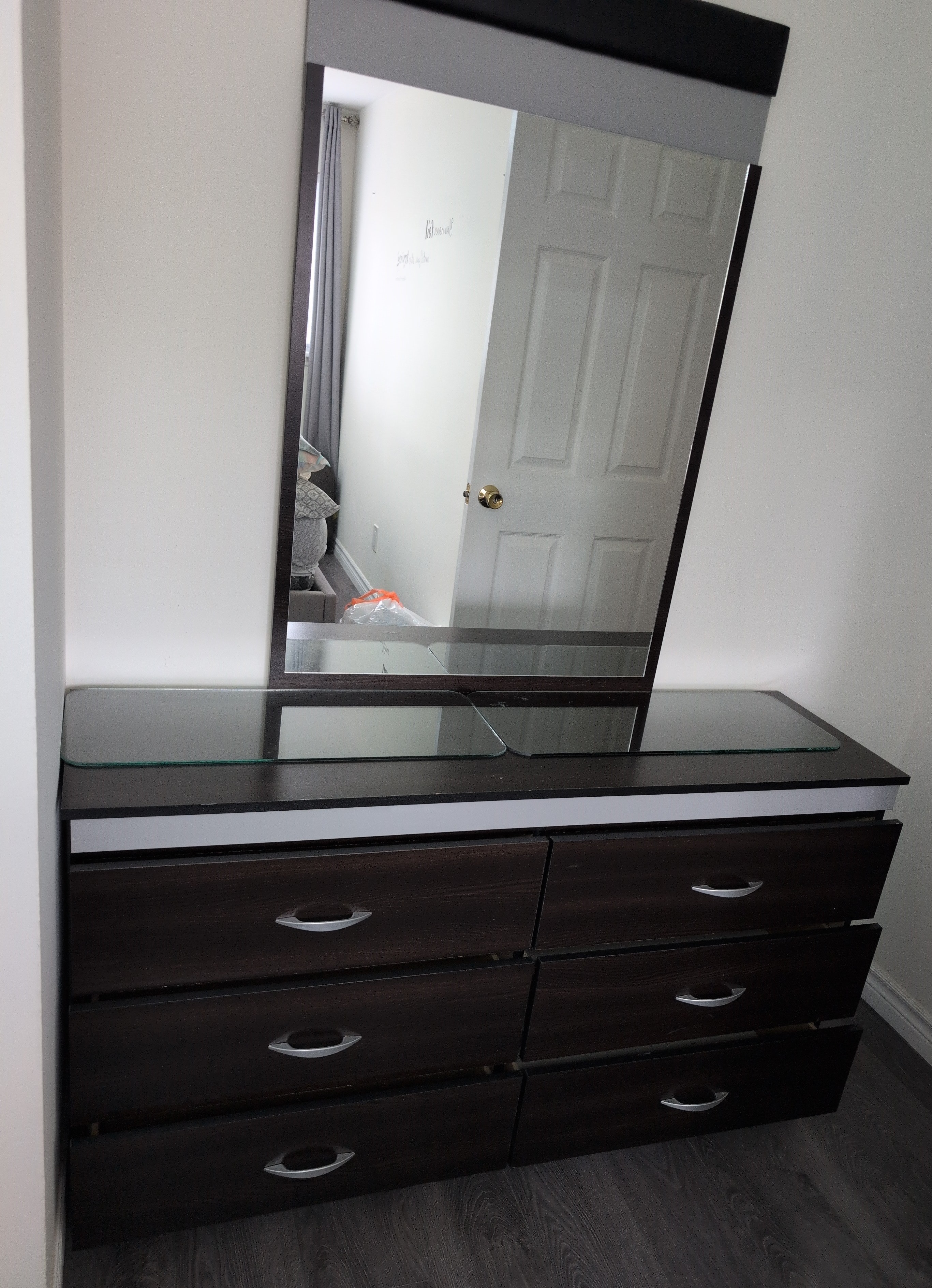 Dark Brown Dresser with Mirror
