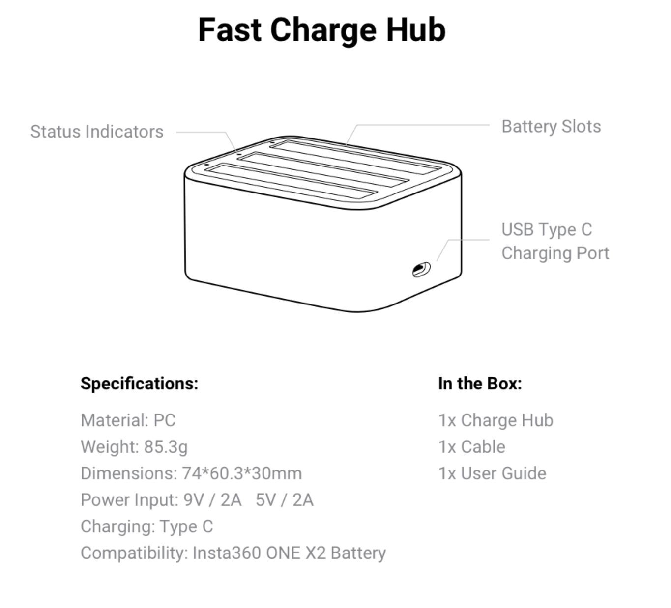INSTA360 ONE X2 FAST CHARGE HUB & BATTERY - LIKE NEW - photo 4