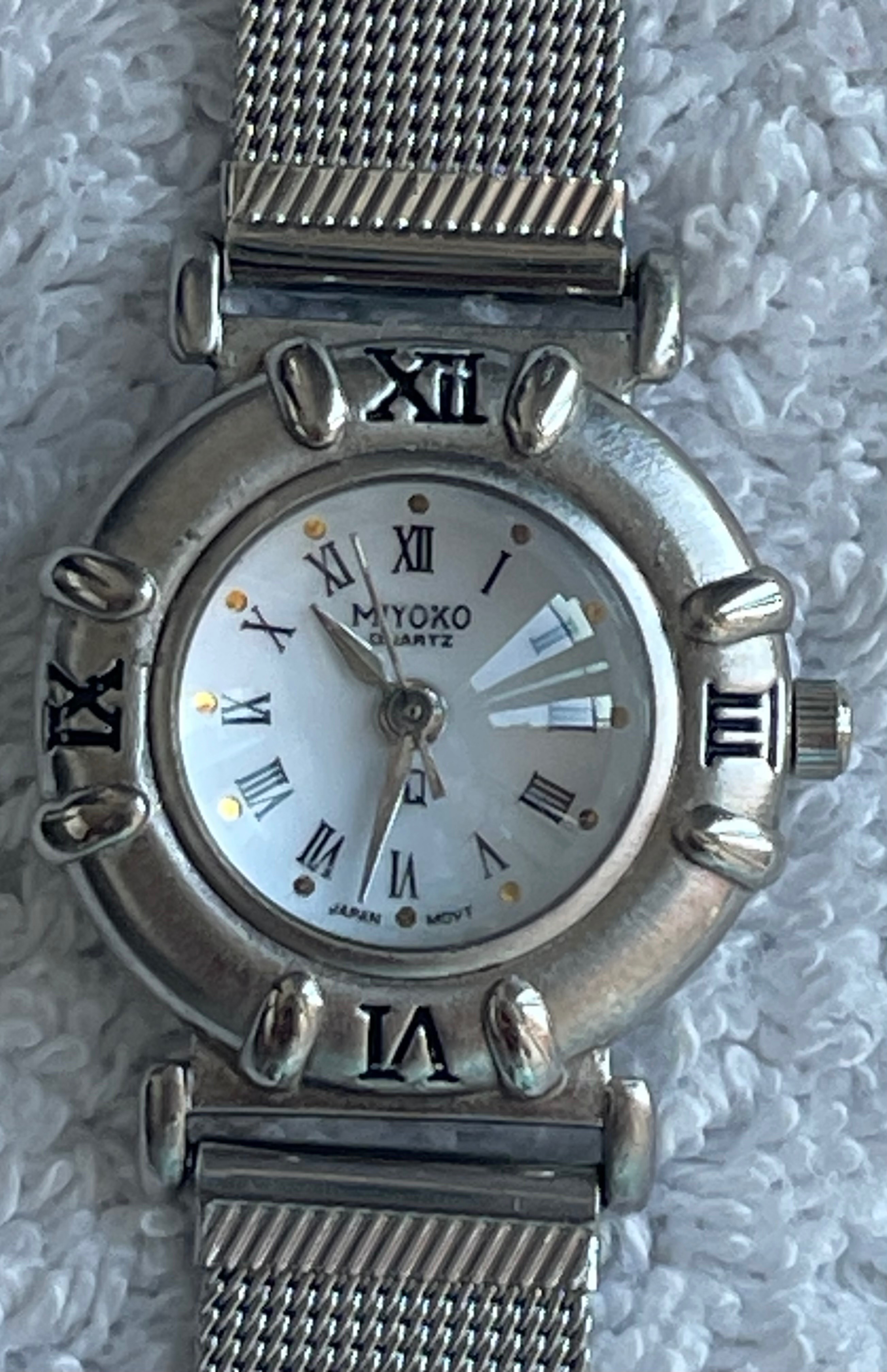 Vintage Miyoko Silver Mesh Roman Numeral Watch (Needs Battery) - photo 3